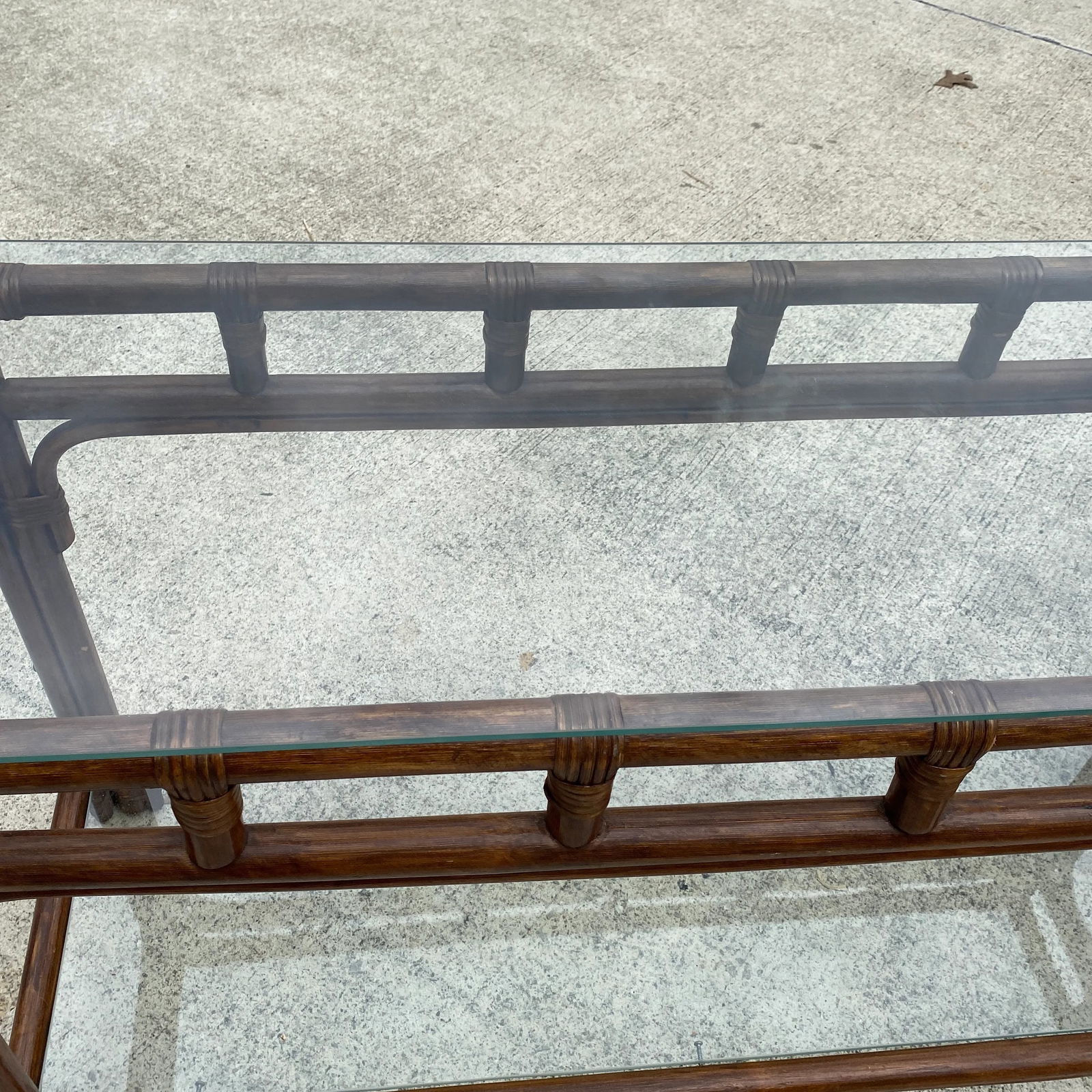 Vintage Bamboo Glass Console Table - 3