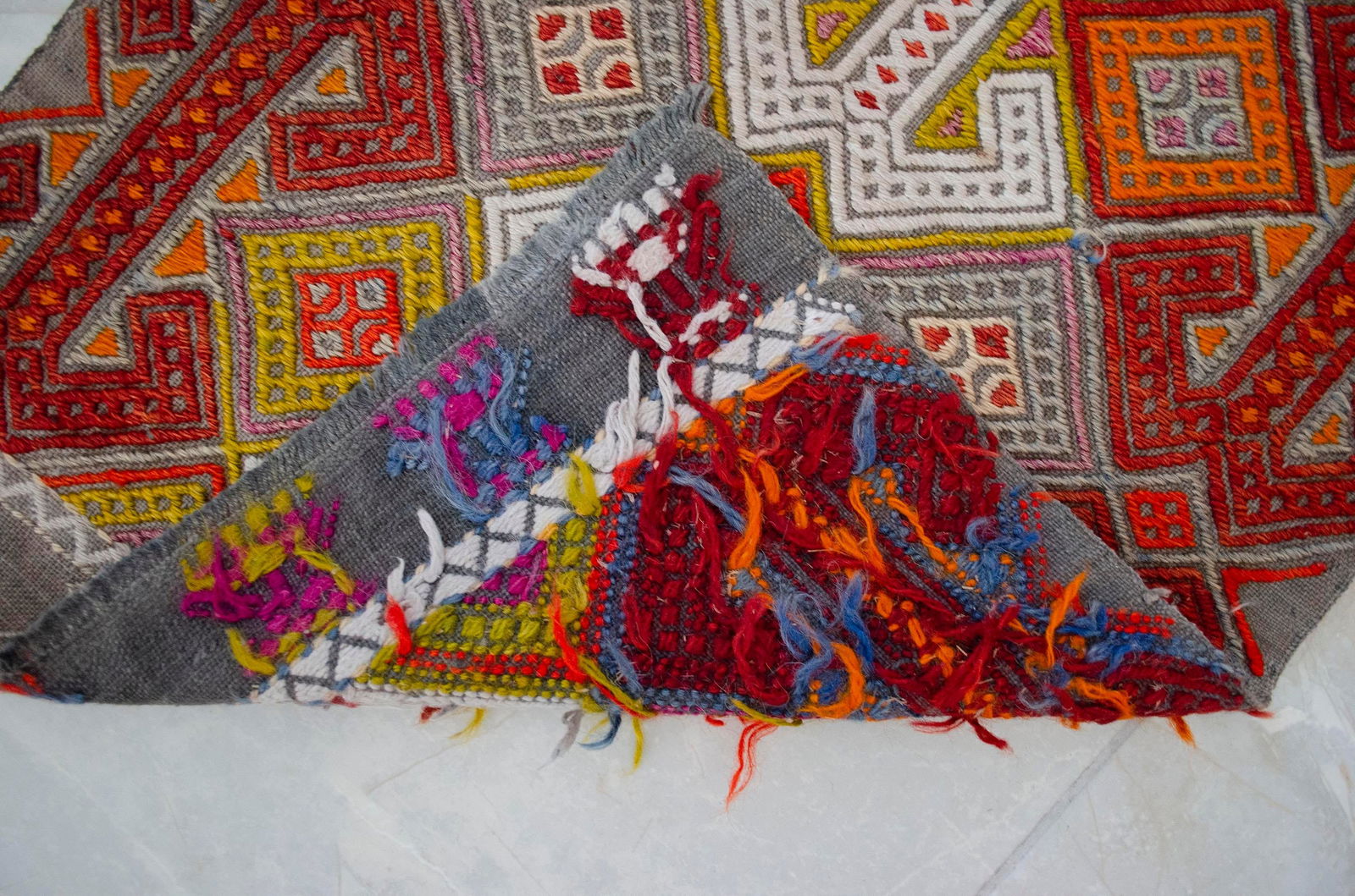 Hand-Made Braided Turkish Small Rug Jajim Kilim - 1"²7"³ × 2"²9"³ - 9