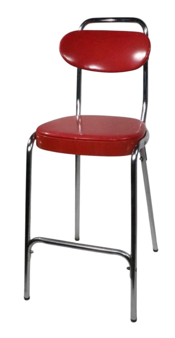 Mid 20th Century VintageMid Century Chrome and Red Counter Stool by Cosco - 2