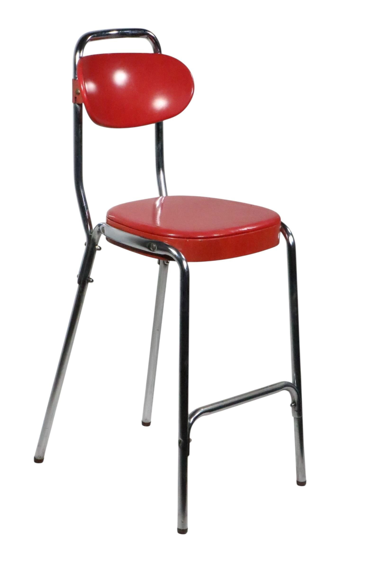 Mid 20th Century VintageMid Century Chrome and Red Counter Stool by Cosco - 8