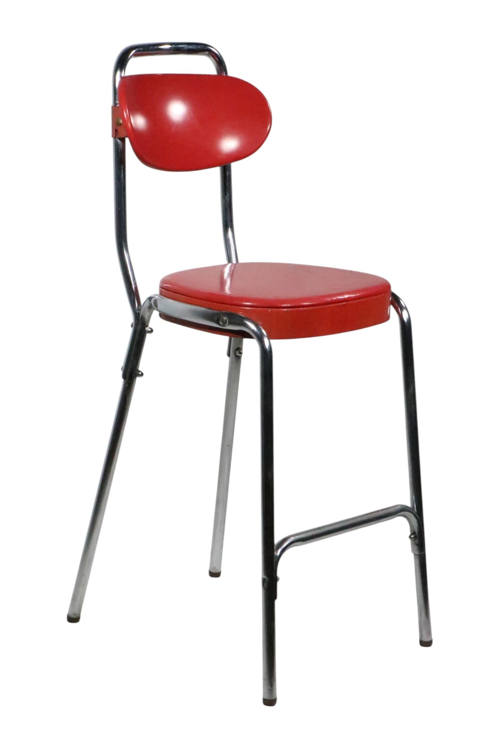 Mid 20th Century VintageMid Century Chrome and Red Counter Stool by Cosco - 9