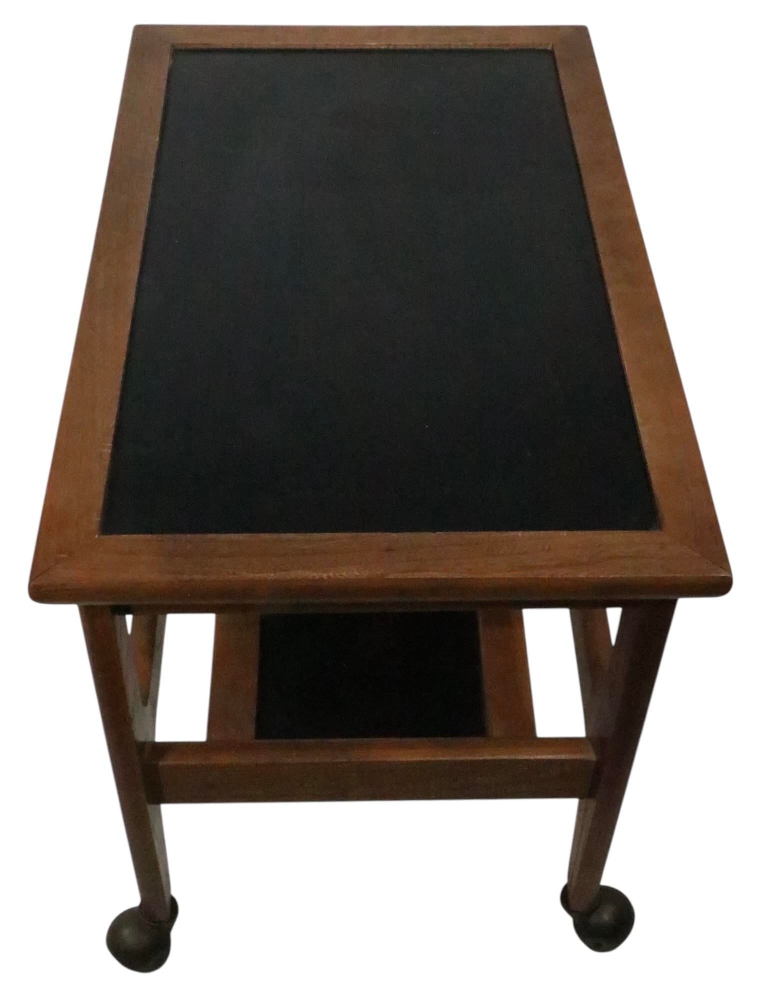 Mid Century Scandinavian Modern Two Tier Rolling Cart C. 1950/60's - 3