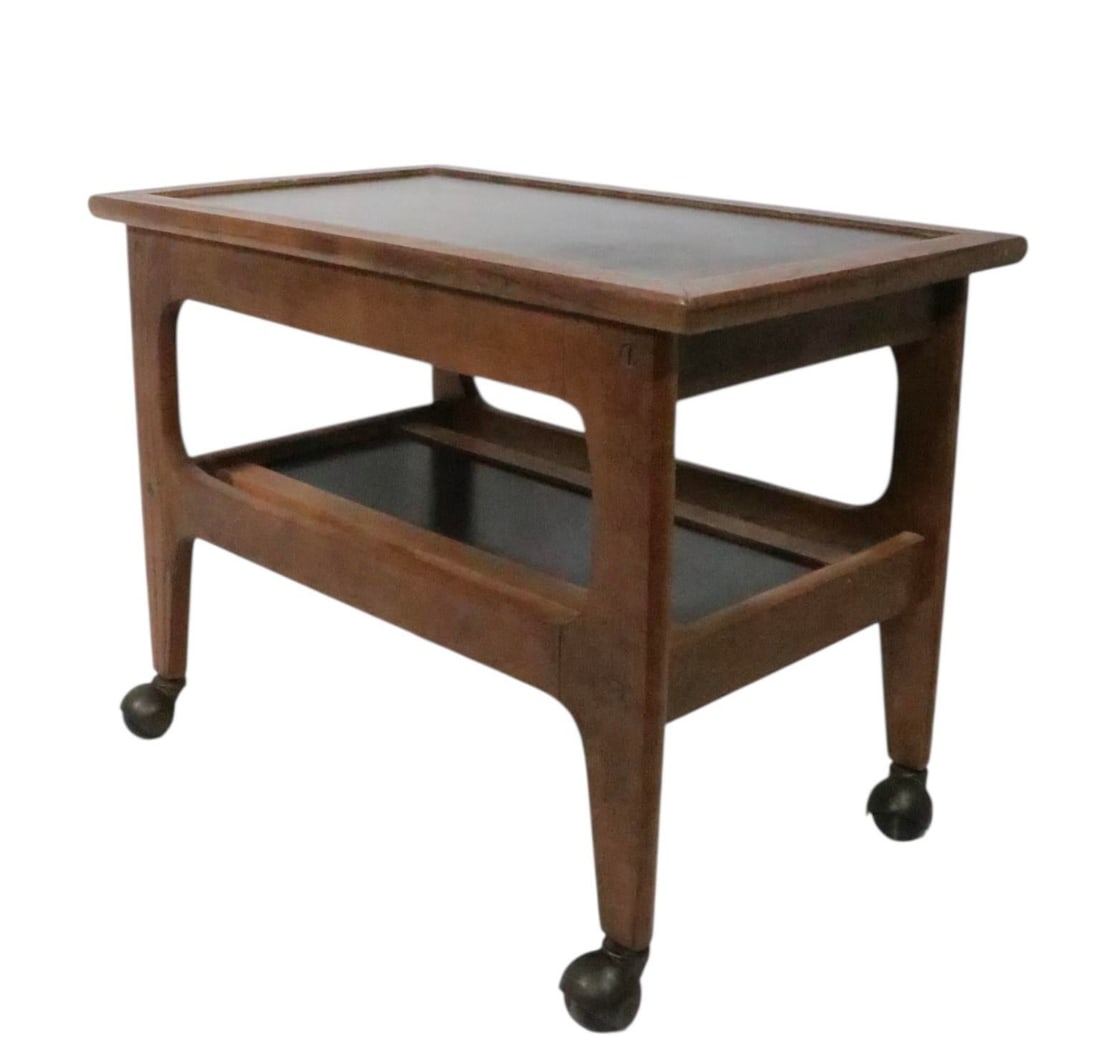 Mid Century Scandinavian Modern Two Tier Rolling Cart C. 1950/60's - 4