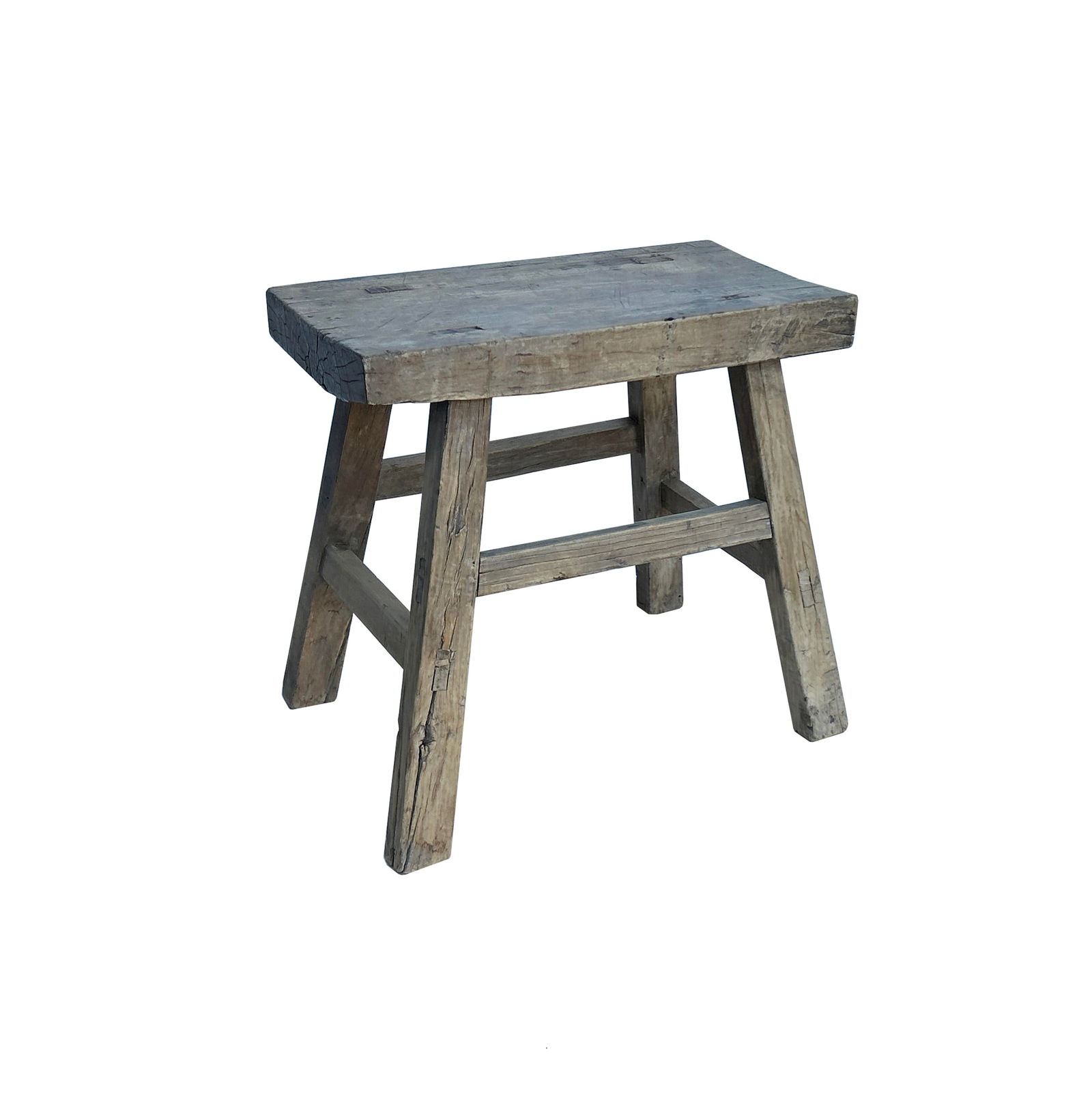 Rustic Raw Rough Wood Grain Rectangle Slim Stool Bench Side Table #10 - 3