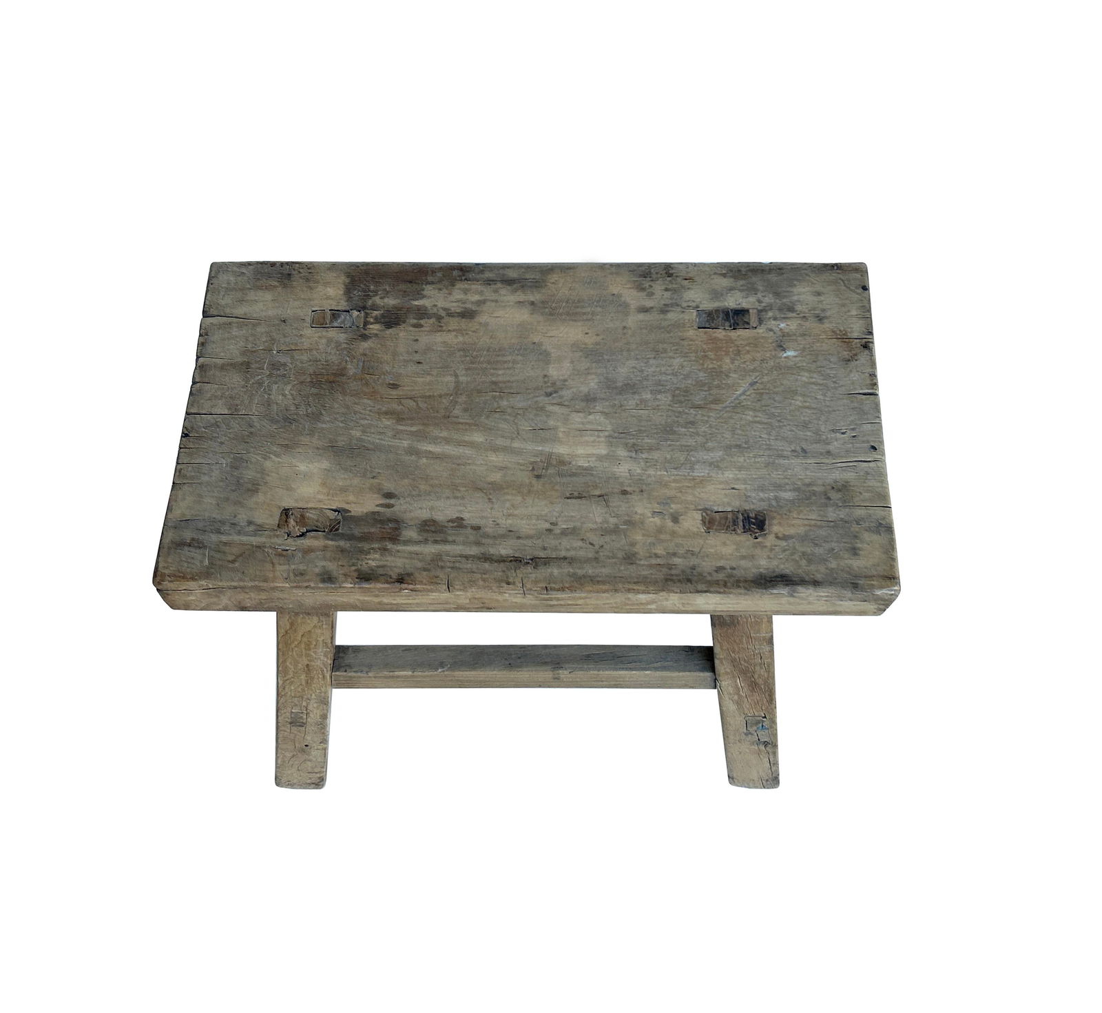 Rustic Raw Rough Wood Grain Rectangle Slim Stool Bench Side Table #10 - 5