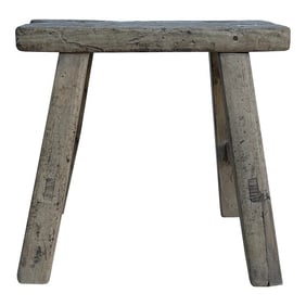 Rustic Raw Rough Wood Grain Rectangle Slim Stool Bench Side Table