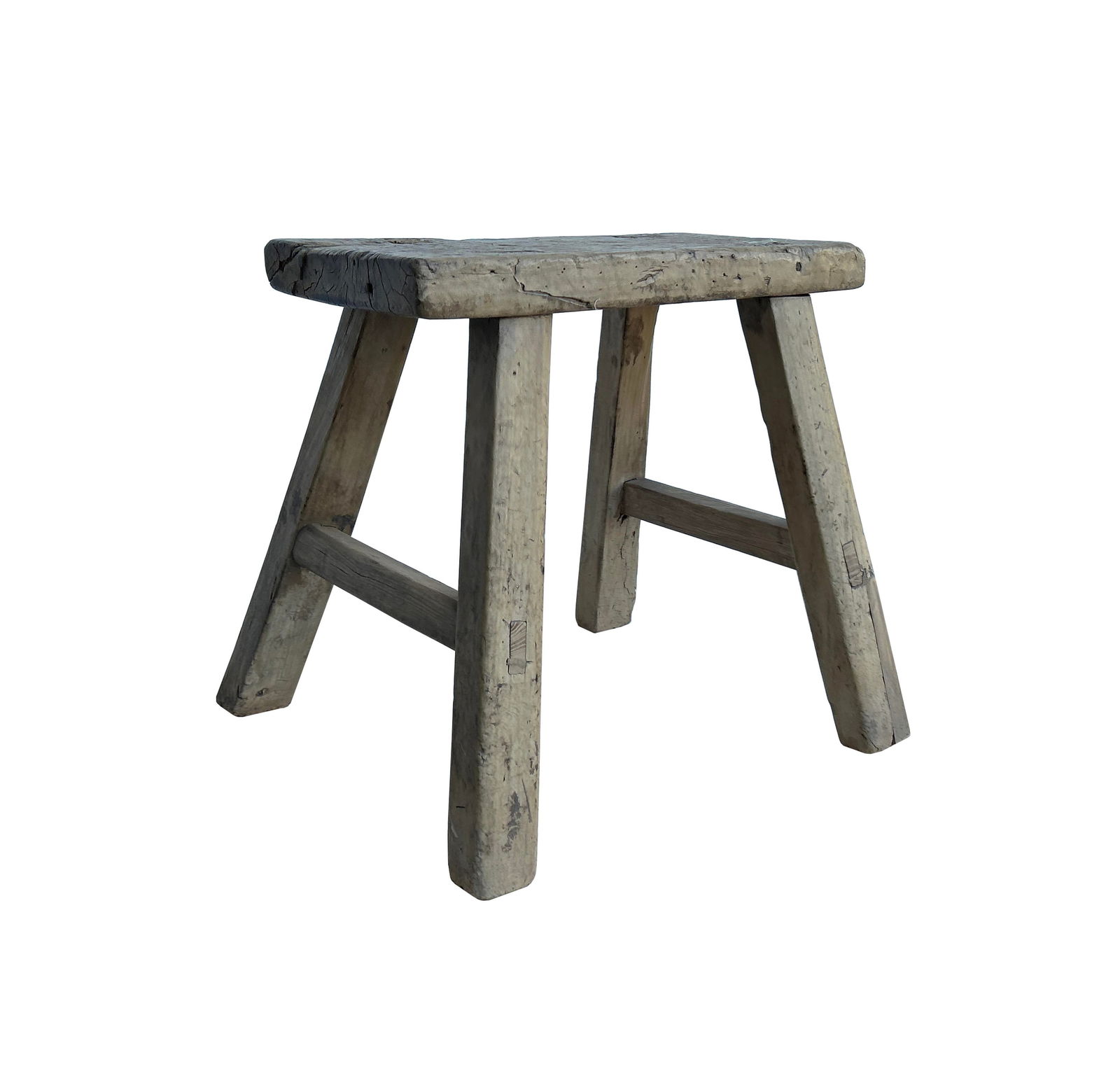 Rustic Raw Rough Wood Grain Rectangle Slim Stool Bench Side Table - 4