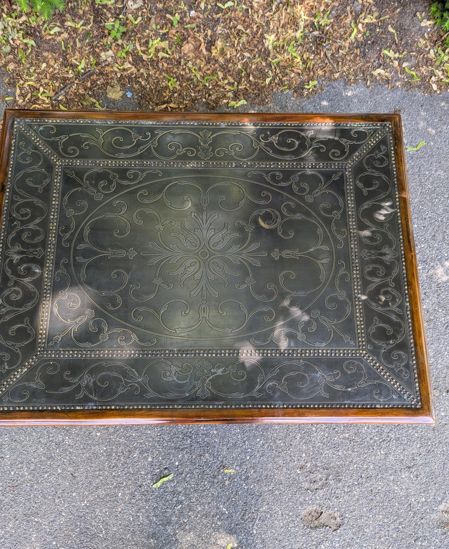 Theodore Alexander Armoury Collection Etched Brass Cocktail Table - 3
