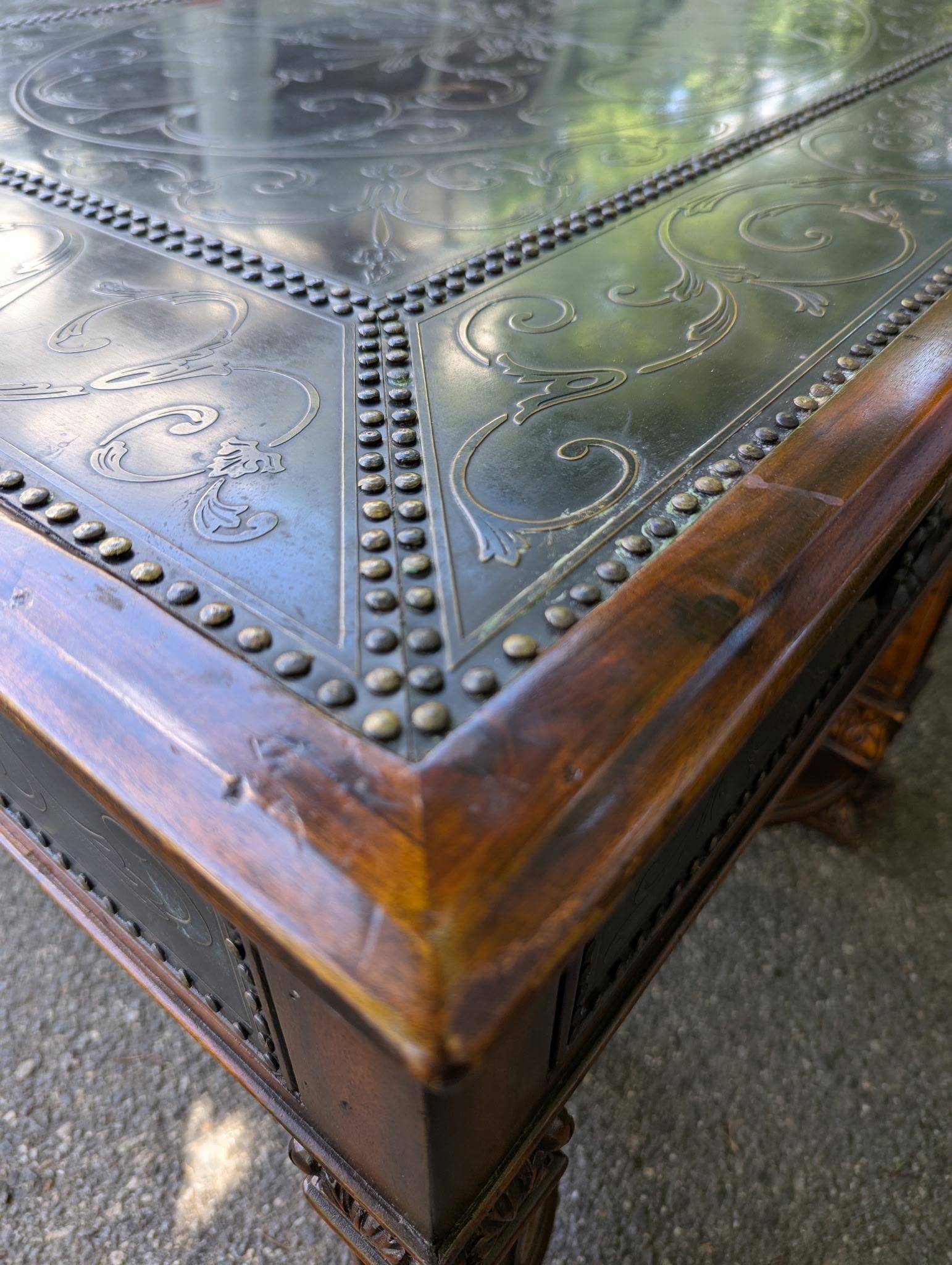 Theodore Alexander Armoury Collection Etched Brass Cocktail Table - 4