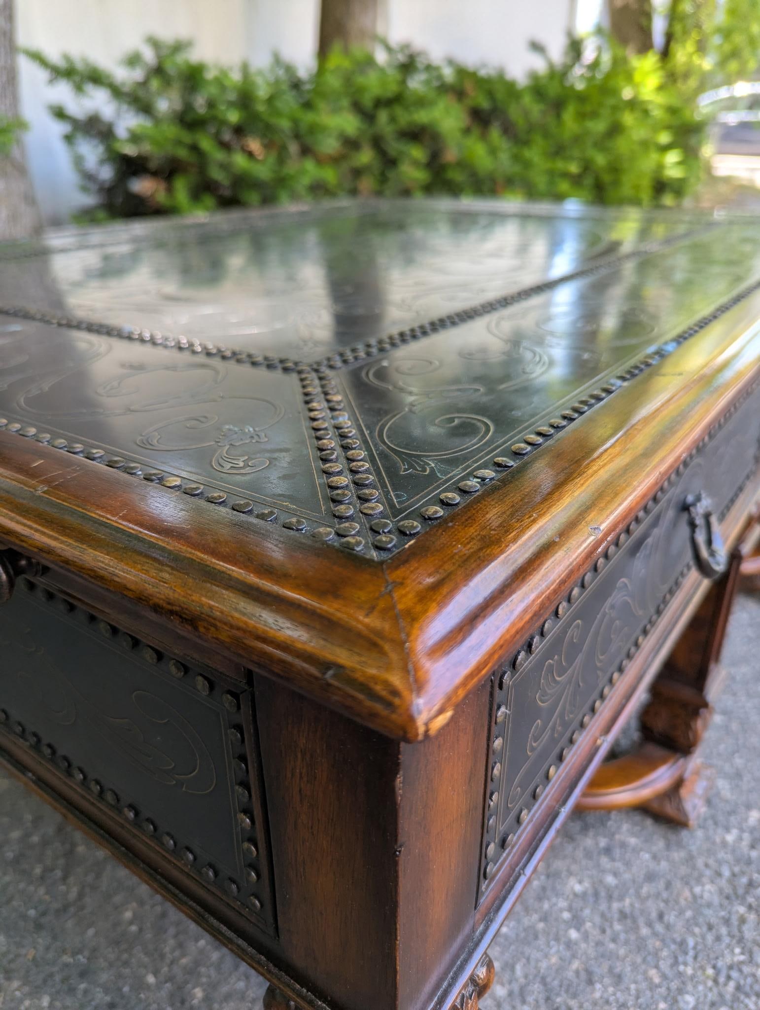 Theodore Alexander Armoury Collection Etched Brass Cocktail Table - 7