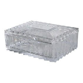 Mid 20th Century Hollywood Regency Art Deco Glass Trinket Box