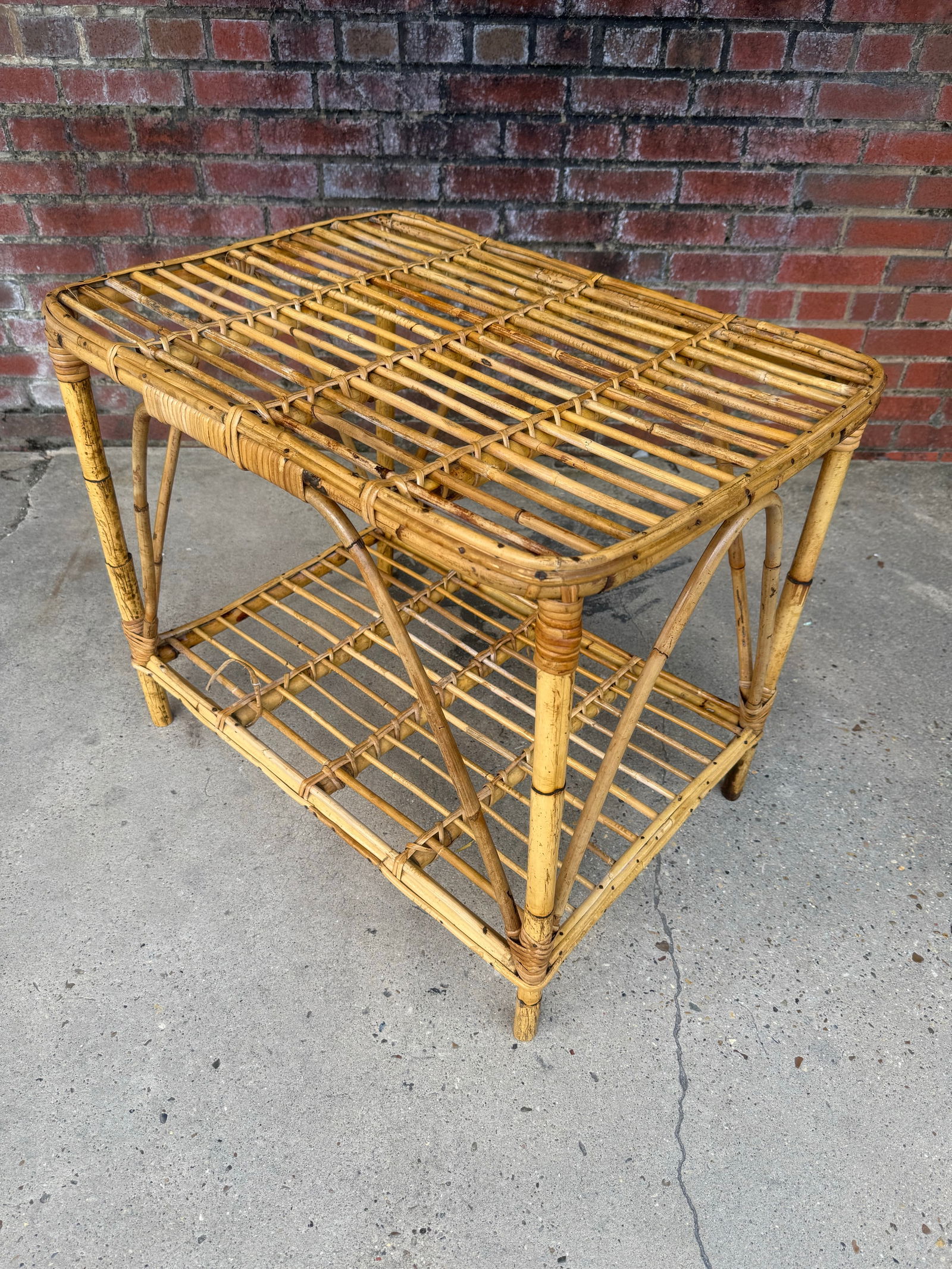 Vintage Italian Riviera Tito Angoli Style Bamboo and Rattan Coffee / Side Table - 11