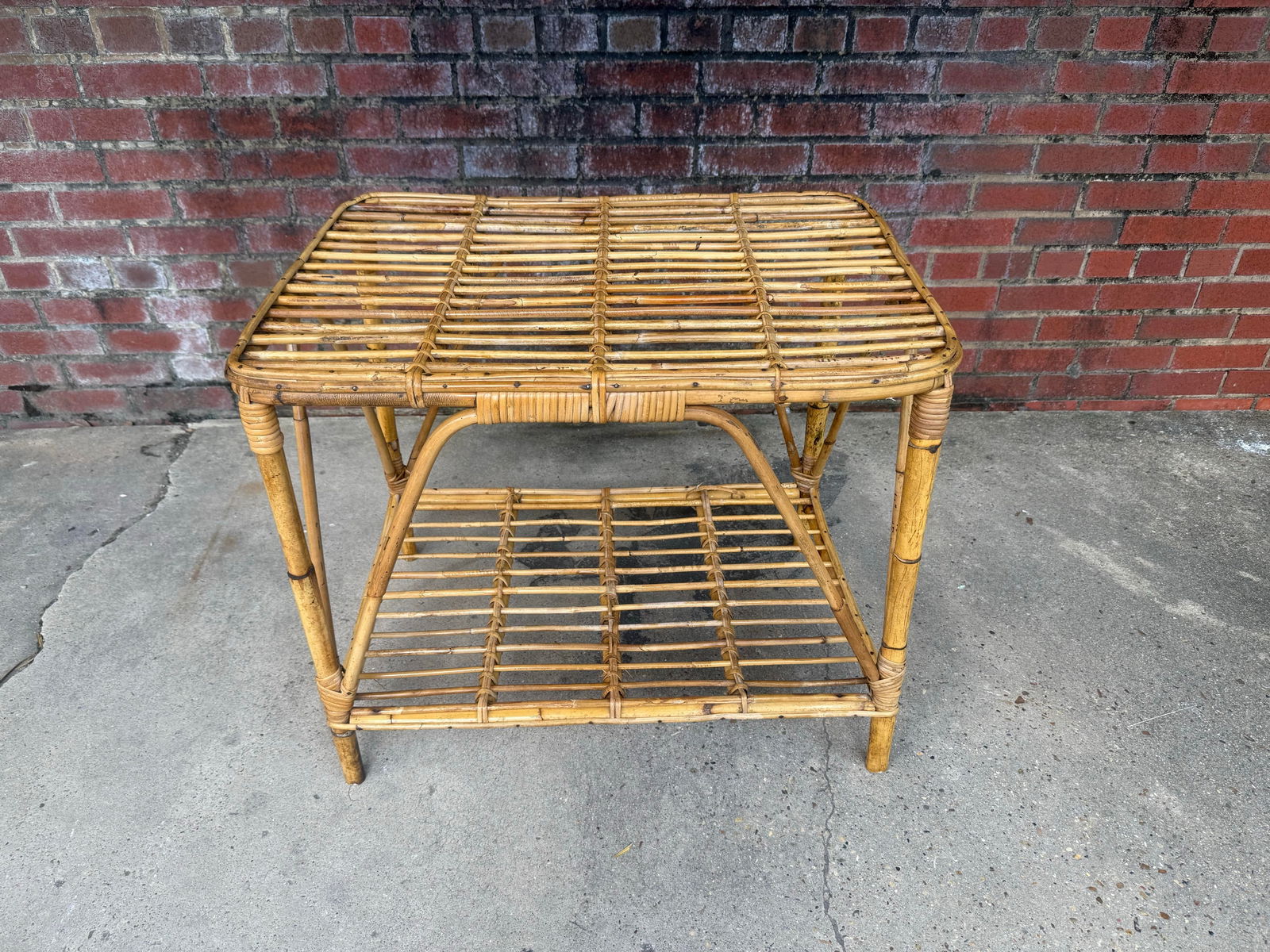 Vintage Italian Riviera Tito Angoli Style Bamboo and Rattan Coffee / Side Table - 2
