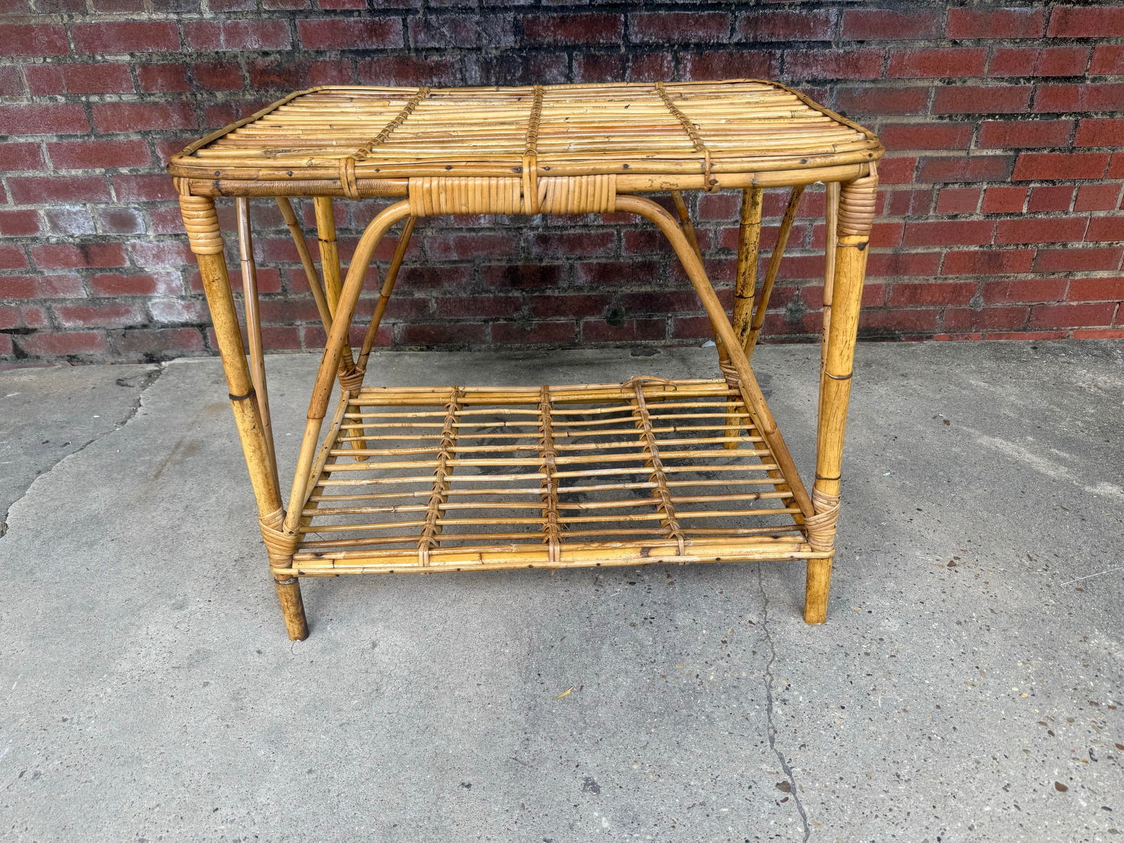 Vintage Italian Riviera Tito Angoli Style Bamboo and Rattan Coffee / Side Table - 3