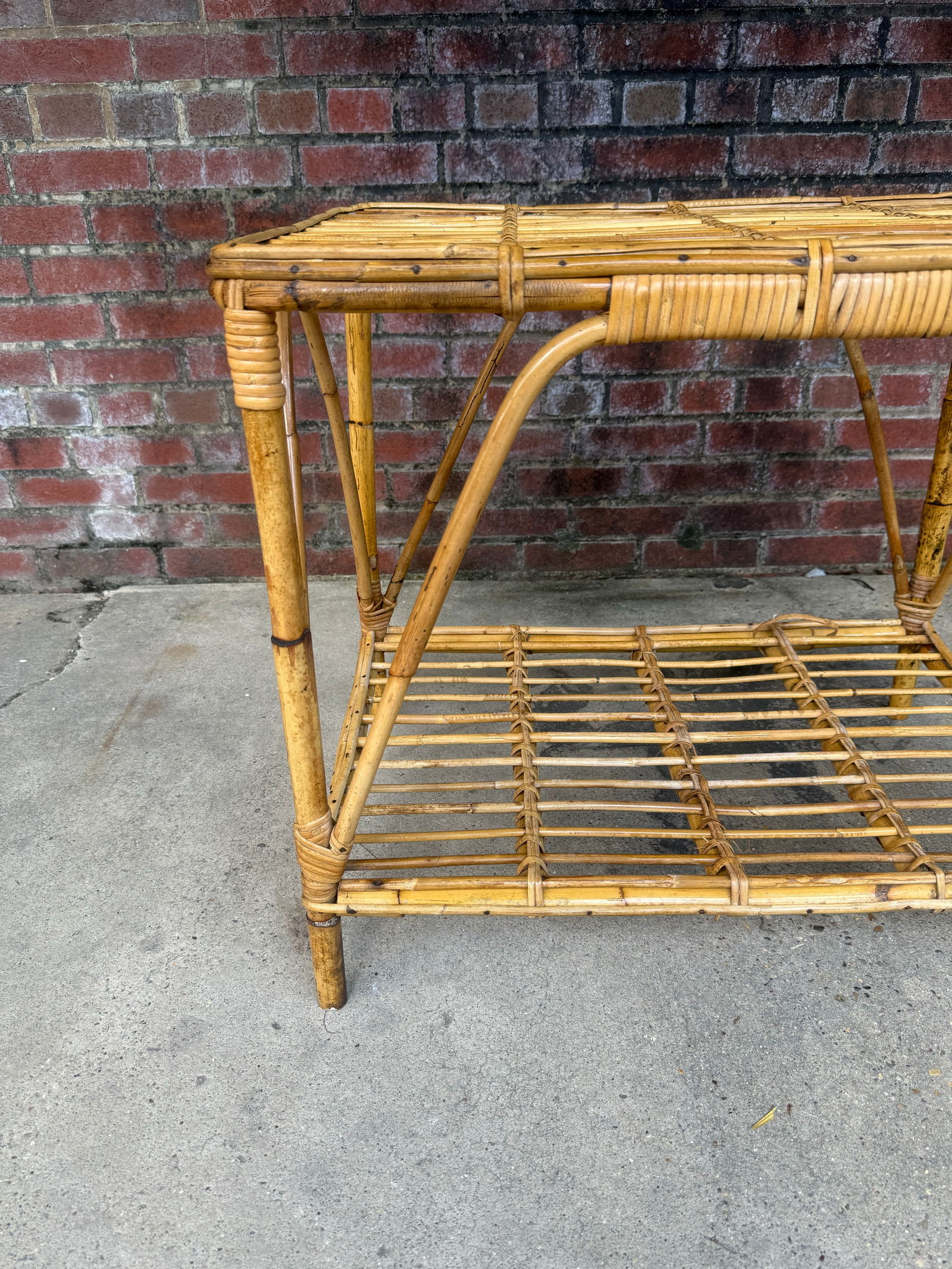 Vintage Italian Riviera Tito Angoli Style Bamboo and Rattan Coffee / Side Table - 4