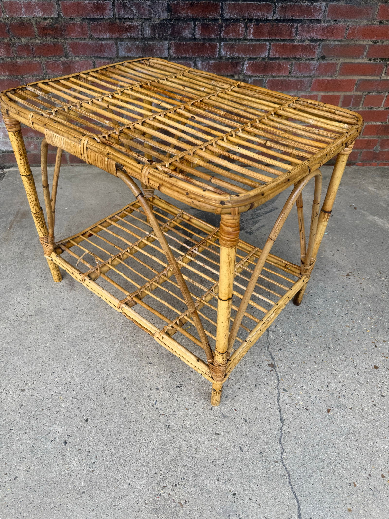 Vintage Italian Riviera Tito Angoli Style Bamboo and Rattan Coffee / Side Table - 5