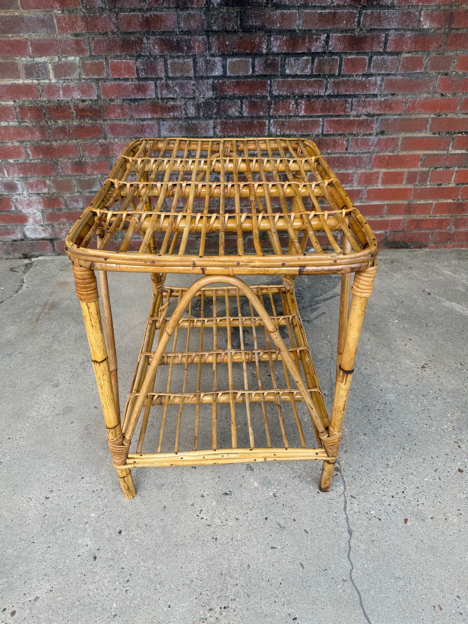 Vintage Italian Riviera Tito Angoli Style Bamboo and Rattan Coffee / Side Table - 7