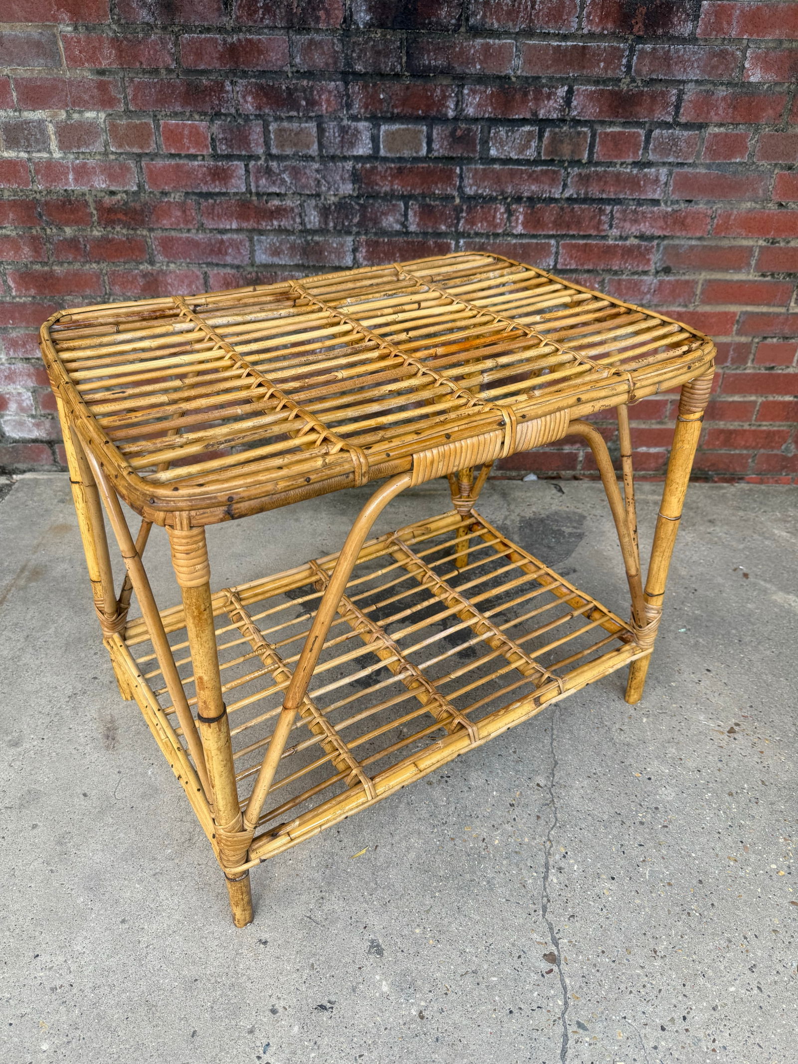 Vintage Italian Riviera Tito Angoli Style Bamboo and Rattan Coffee / Side Table - 8