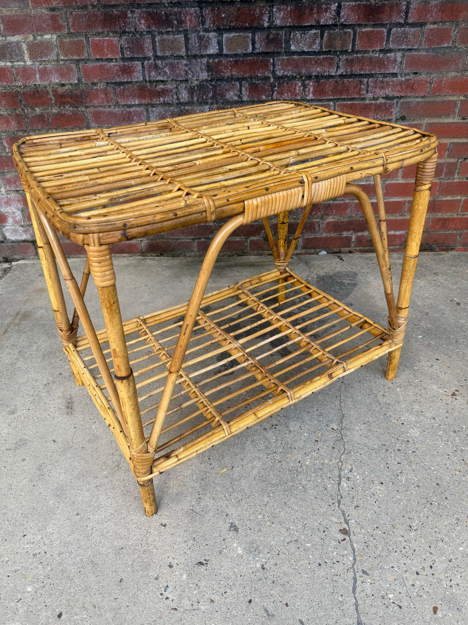 Vintage Italian Riviera Tito Angoli Style Bamboo and Rattan Coffee / Side Table - 9