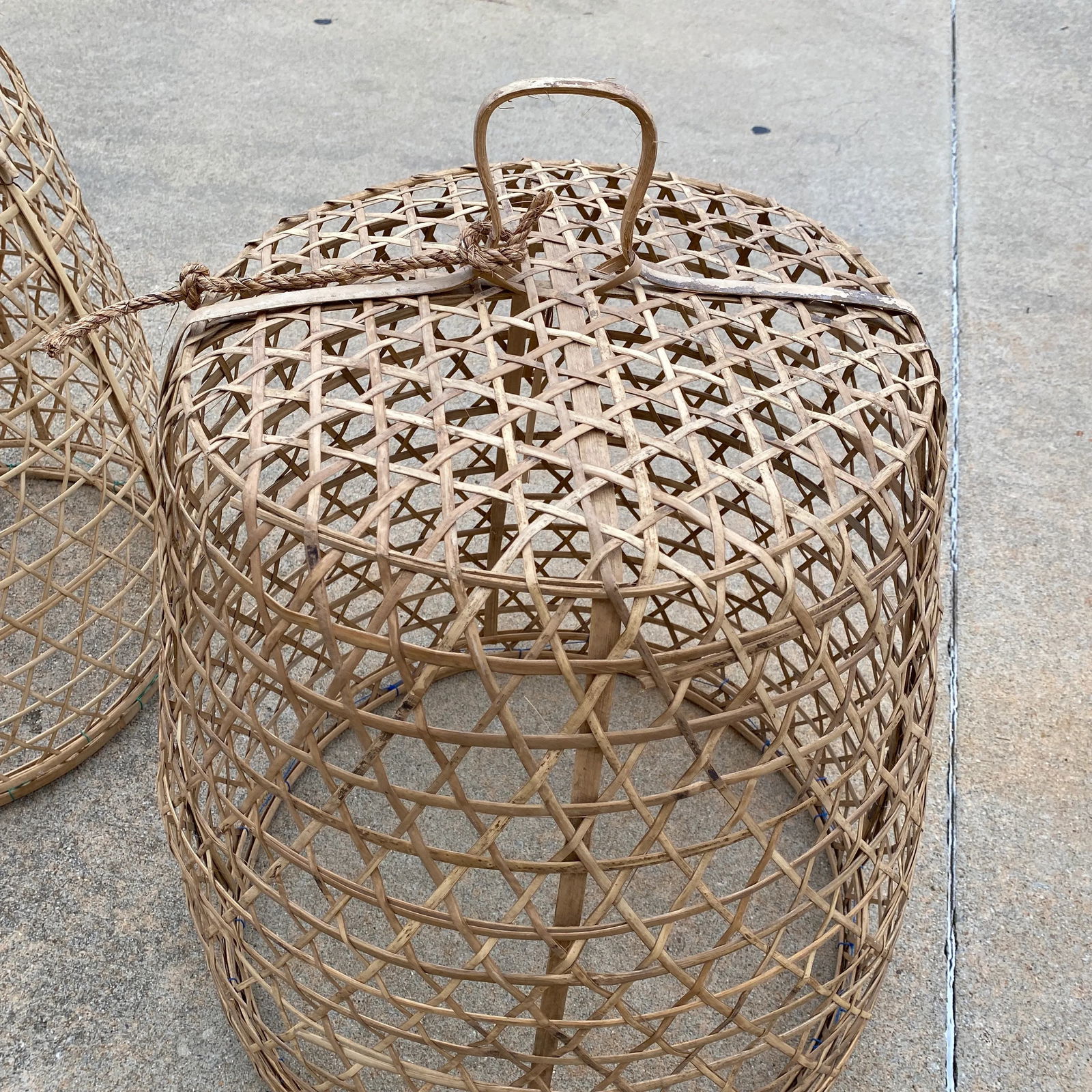 1970s Large Bohemian Wicker Pendant Chandeliers - Only 1 Left - 2