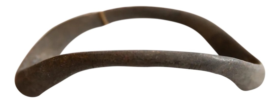 Vintage African Bronze Curved Artifact: :: Vintage handmade African bronze curved artifact. Circa early 20th century and possibly older, this unique piece has such incredible handmade charm. This item would make a great holder for circular