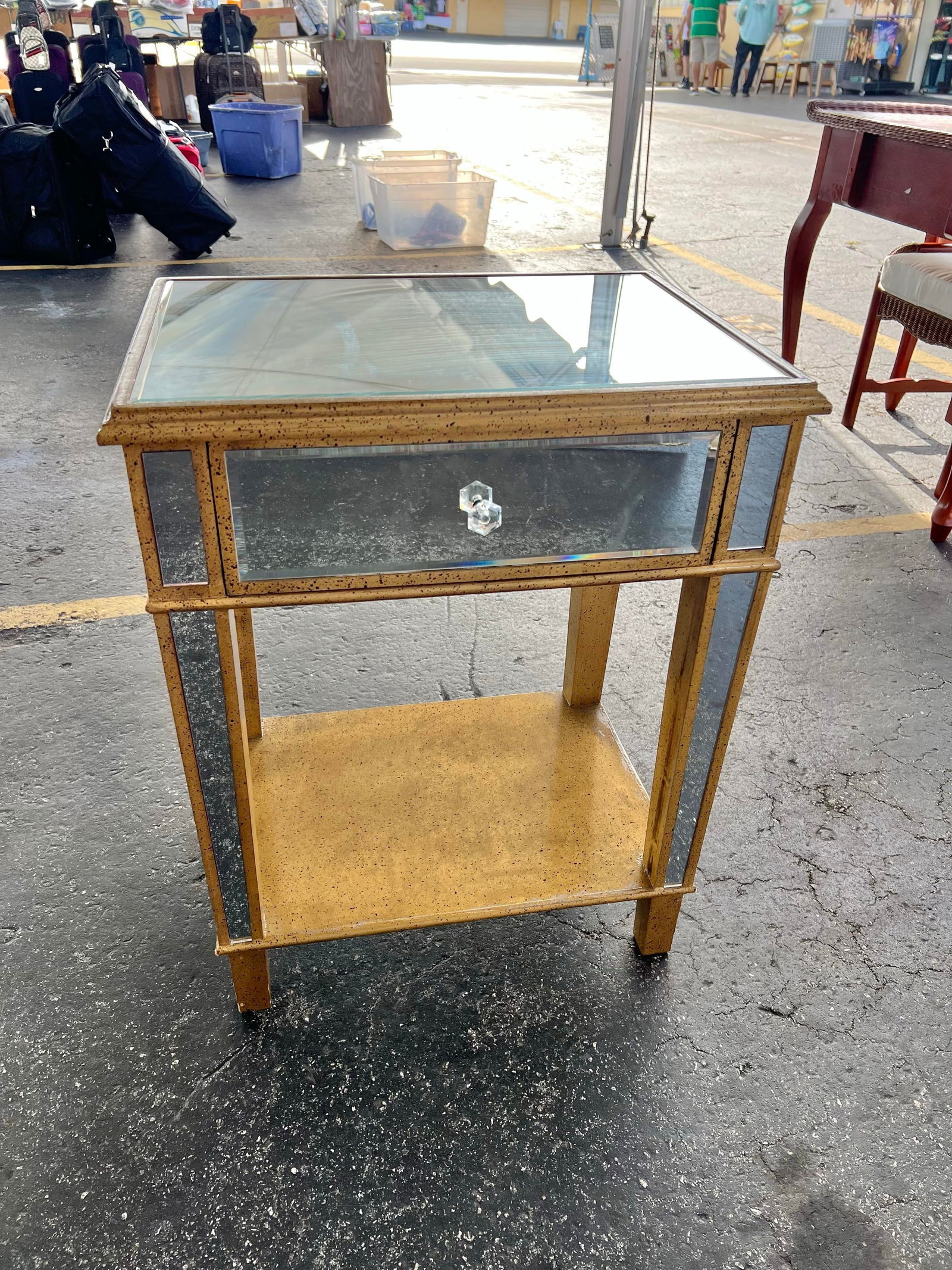 1990s Mirrored Single Drawer Nightstand - 2