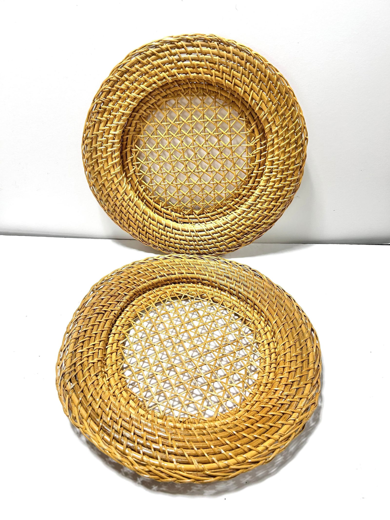 Boho Woven Rattan Wicker Cane Plate Chargers - Set of 4 - 2