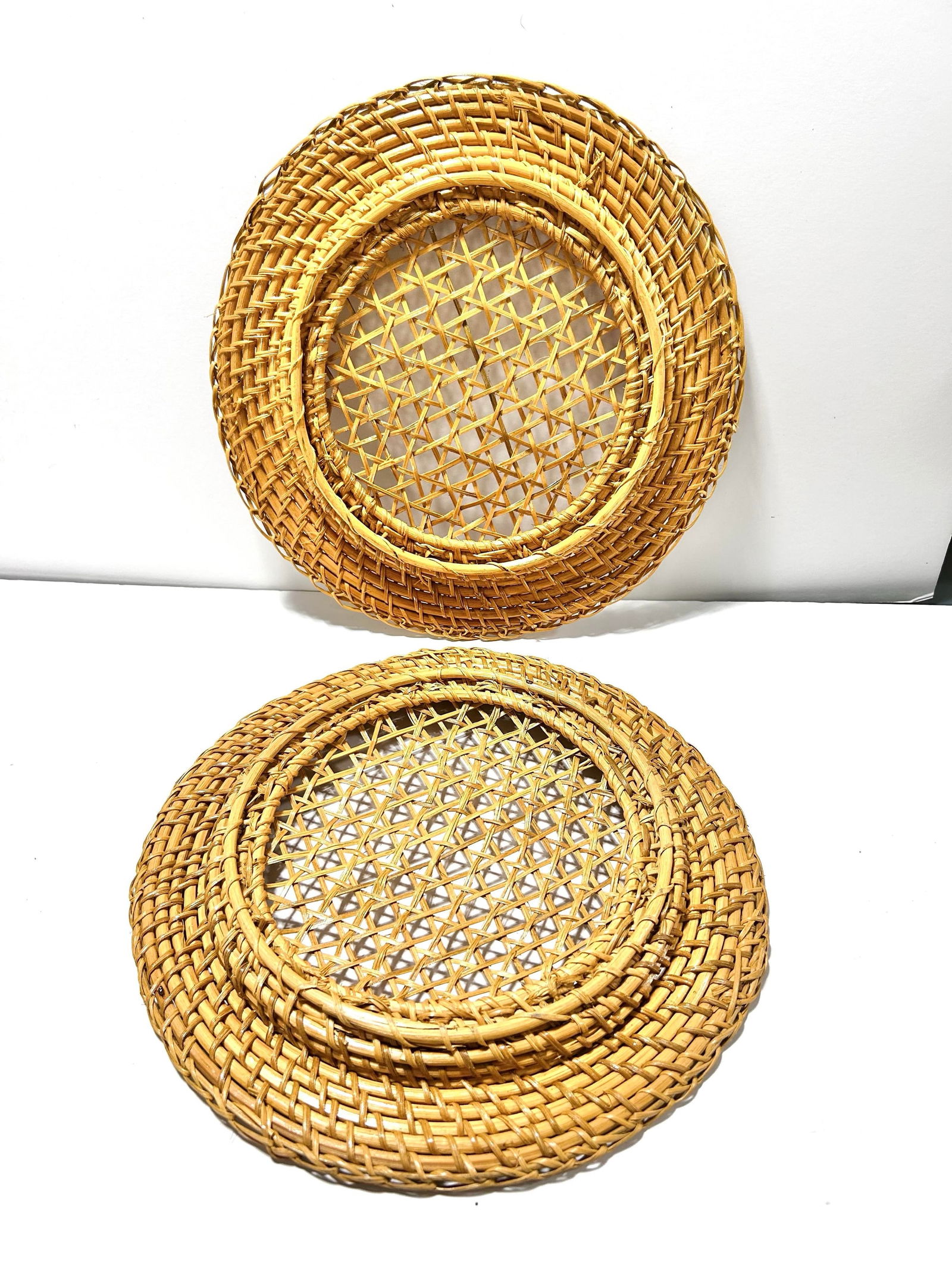 Boho Woven Rattan Wicker Cane Plate Chargers - Set of 4 - 5