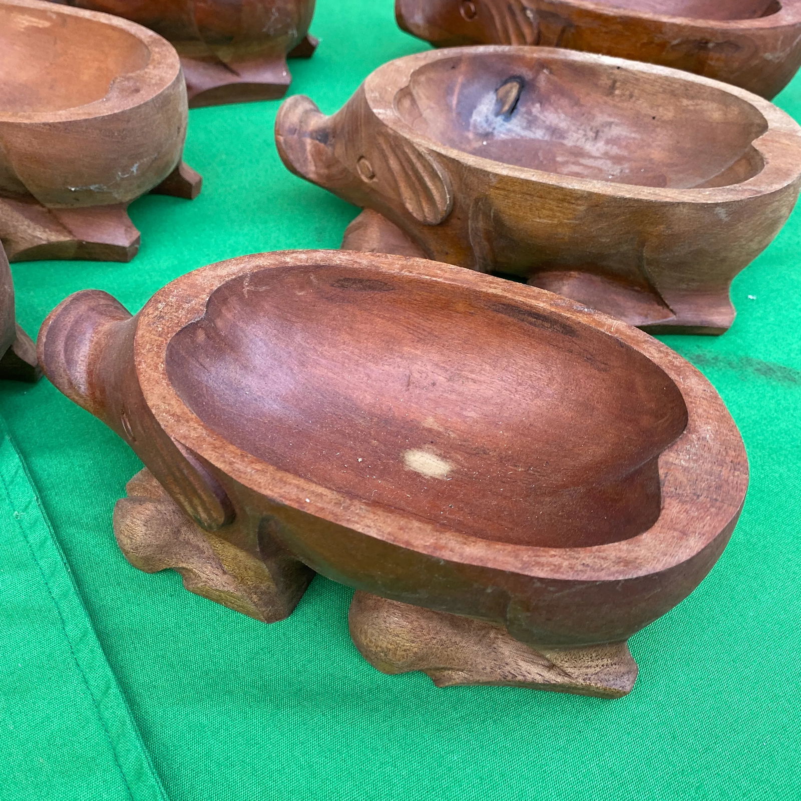 1970s Collection of Pig Teak Bowls - Set of 6 - 2