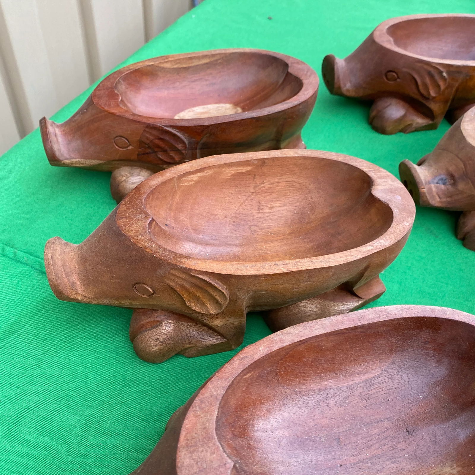 1970s Collection of Pig Teak Bowls - Set of 6 - 4