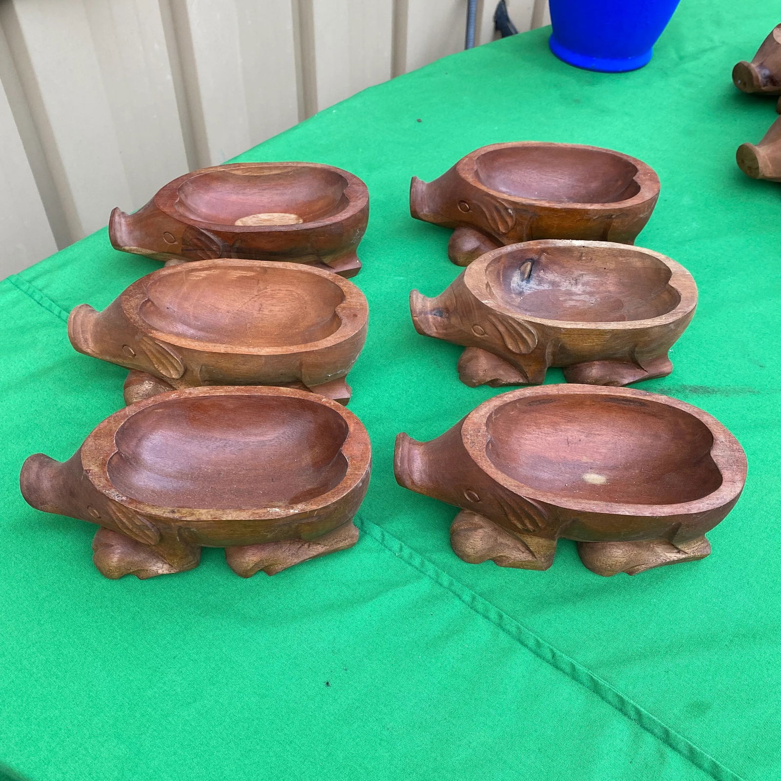 1970s Collection of Pig Teak Bowls - Set of 6 - 6