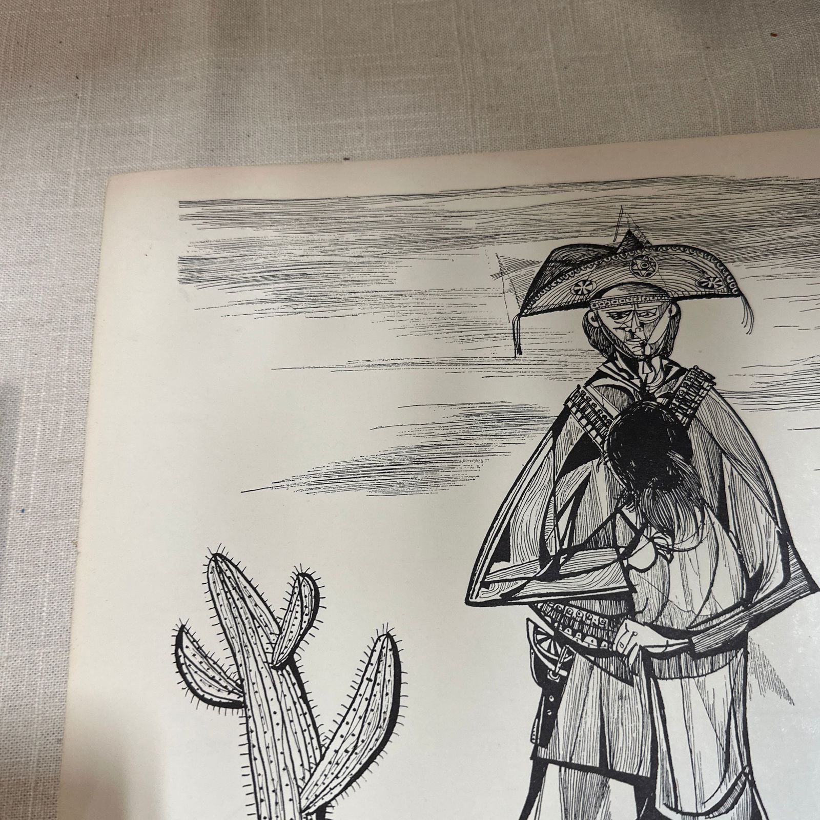 Pair of Brazilian Style Prints of House and Desert, Signed Aldemir Martins - 6