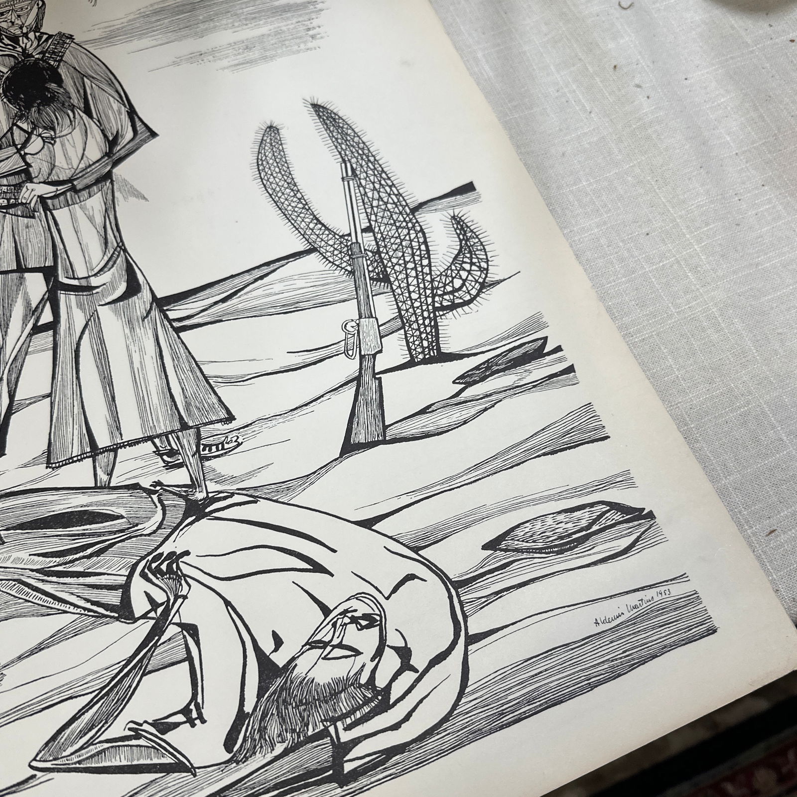 Pair of Brazilian Style Prints of House and Desert, Signed Aldemir Martins - 9