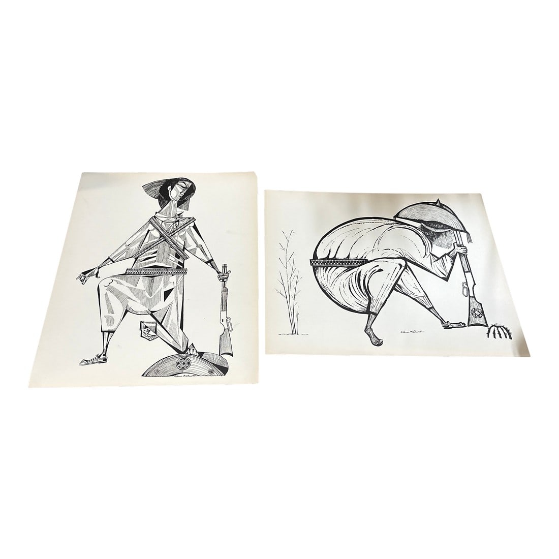 Pair of Brazilian Style Prints of Soldier Figures, Signed: Up for consideration is a beautiful pair of Brazilian style prints of military figures. These would look lovely on display in your home and they are a great find for the interior design enthusiast.