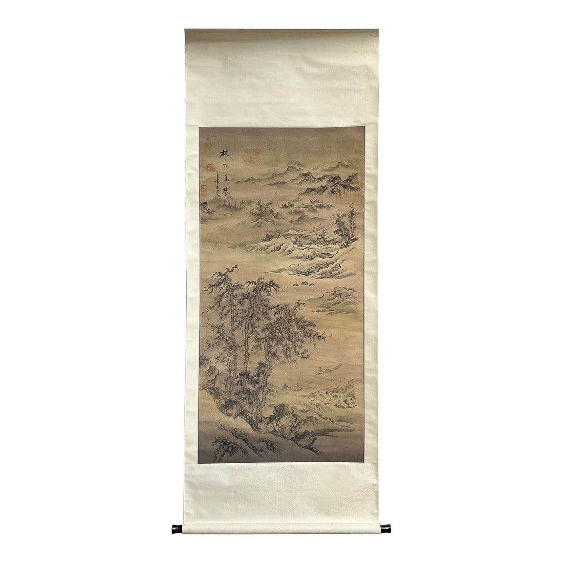 Chinese Ink Brush Mountain Landscape Scenery Scroll Painting Wall Art (1 of 5)