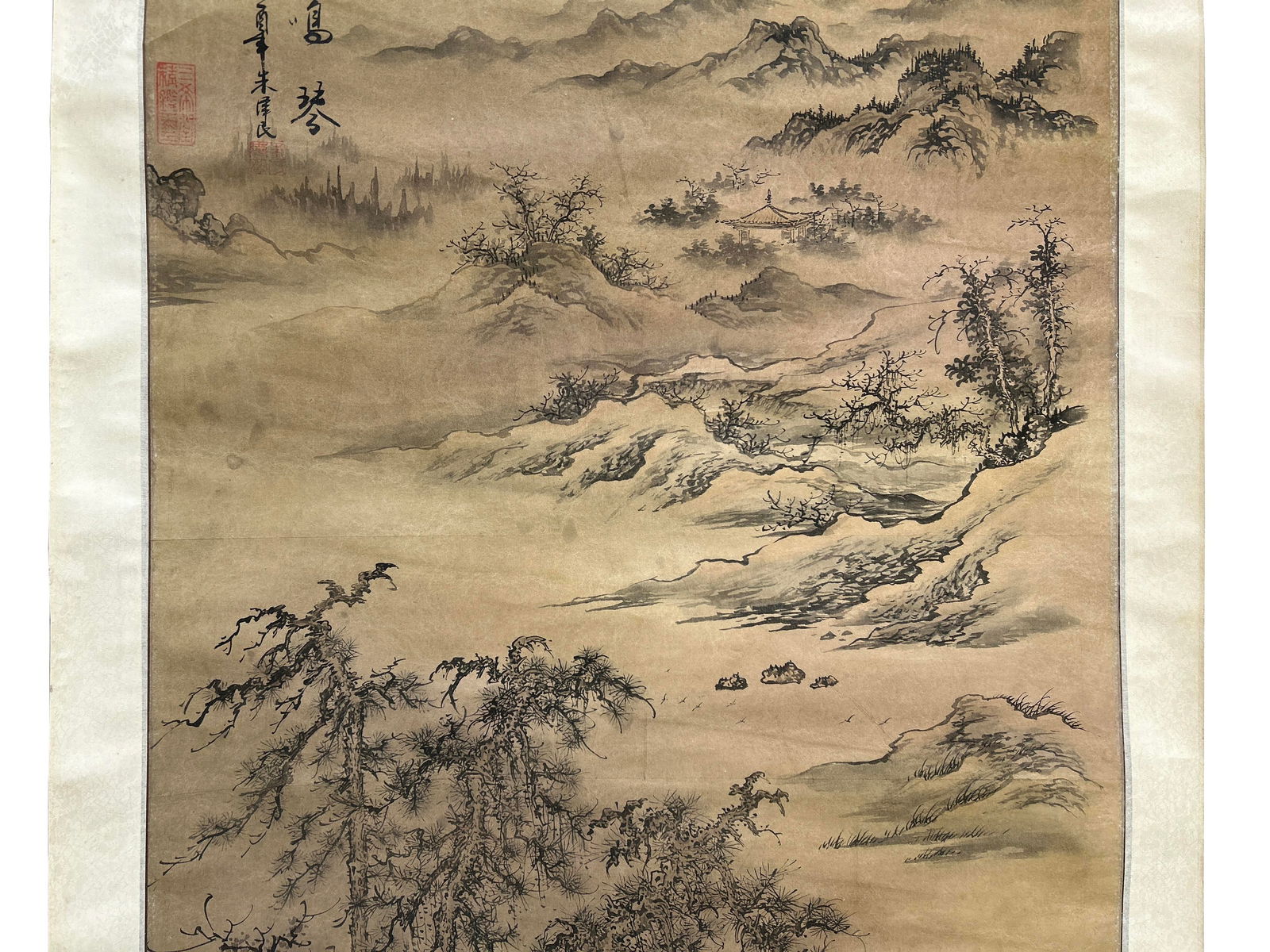 Chinese Ink Brush Mountain Landscape Scenery Scroll Painting Wall Art - 5