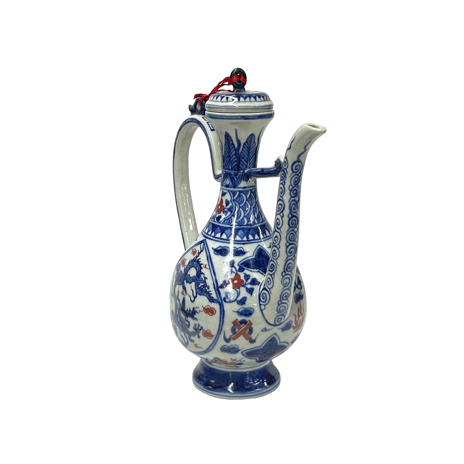 Oriental Blue White Wine Jar Shape Ceramic Porcelain Art Vase Jar - 3