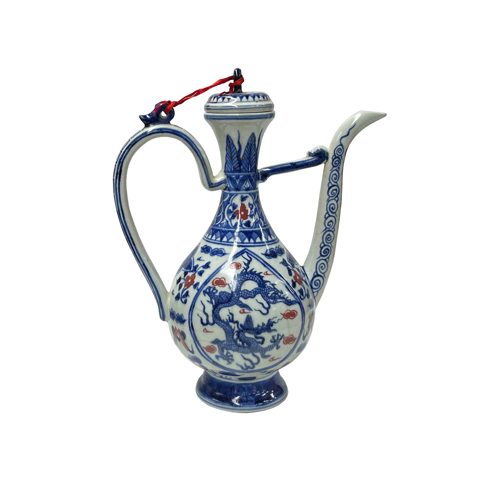 Oriental Blue White Wine Jar Shape Ceramic Porcelain Art Vase Jar - 4