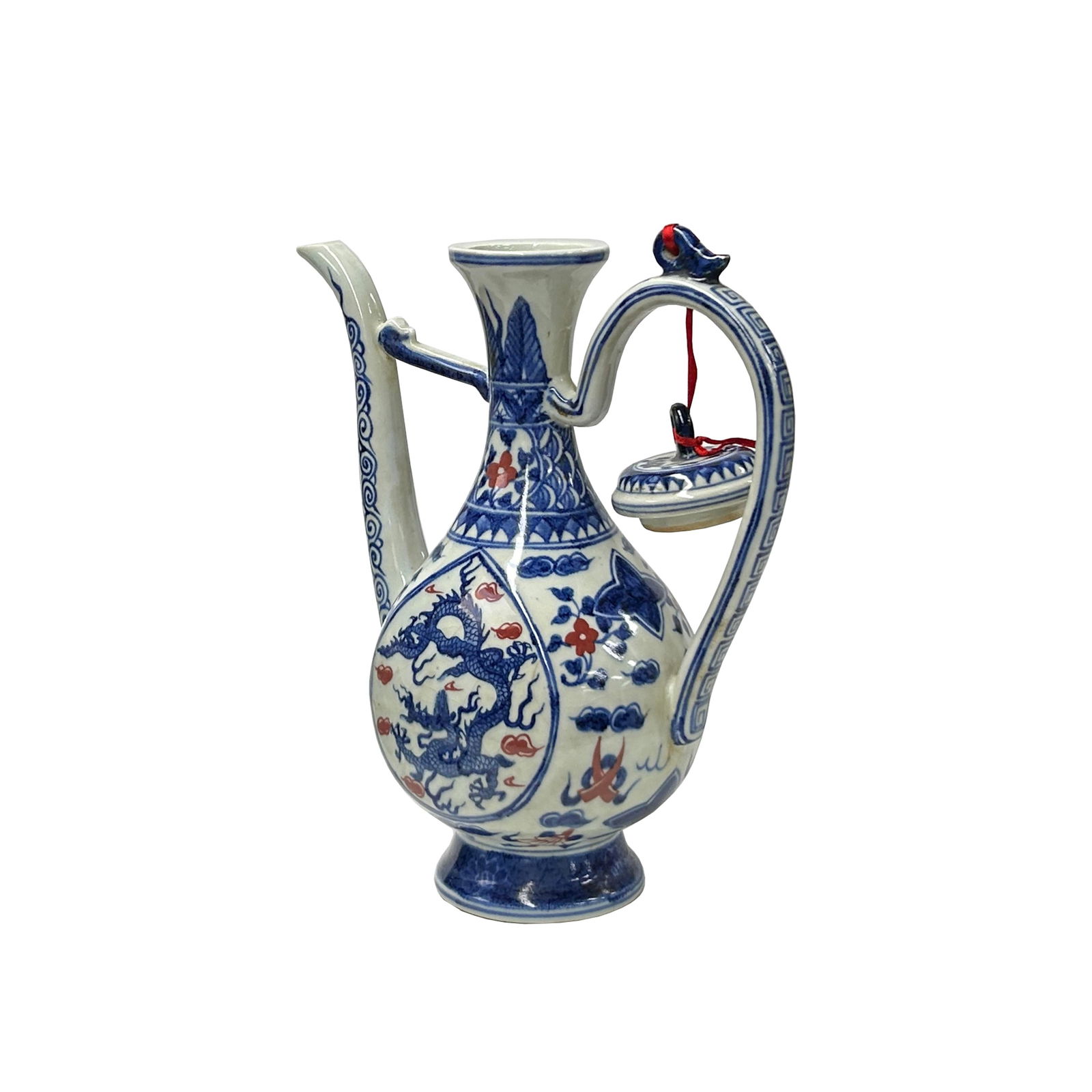 Oriental Blue White Wine Jar Shape Ceramic Porcelain Art Vase Jar - 5