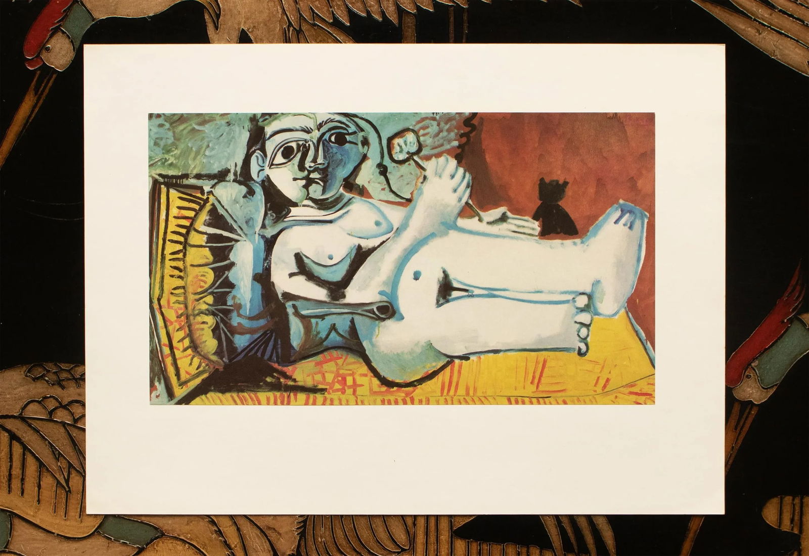 1971 After Pablo Picasso "Reclining Nude With Cat", Period Parisian Full-Color Print - 4