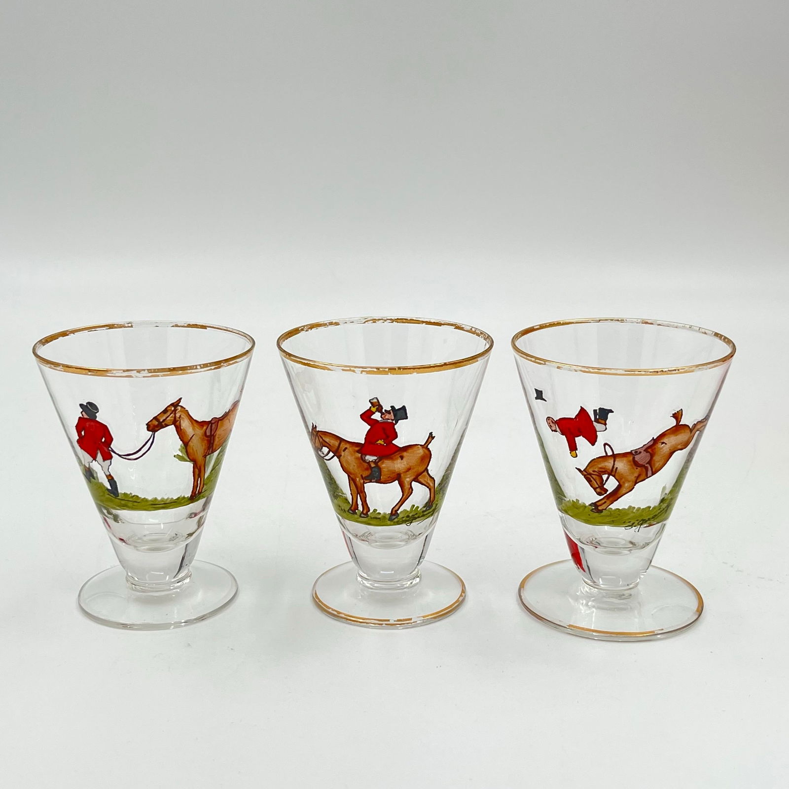 1930s Cyril Gorainoff X Abercrombie & Fitch Hand-Painted and Signed Fox-Hunt Scene Footed Liqueur, C - 3