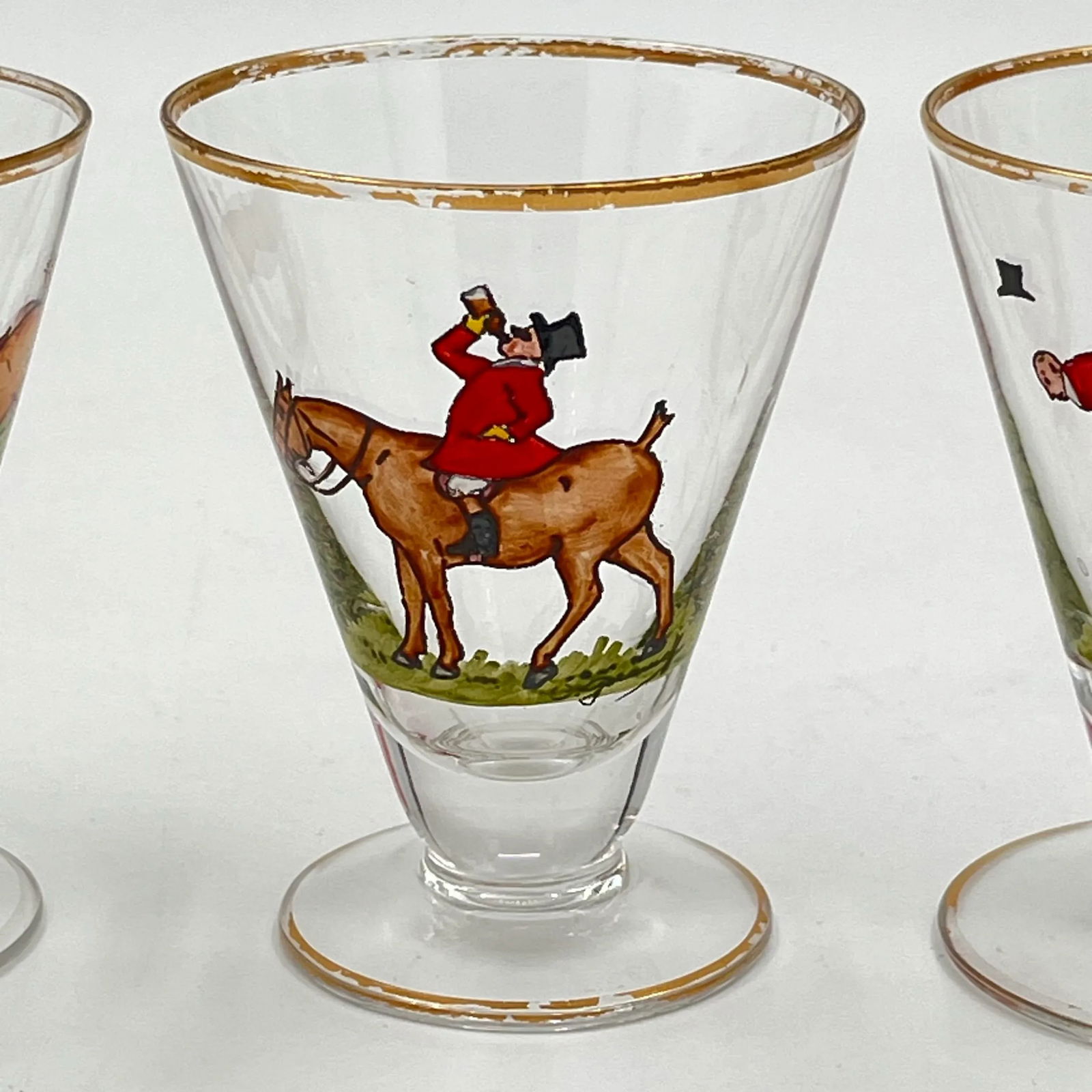 1930s Cyril Gorainoff X Abercrombie & Fitch Hand-Painted and Signed Fox-Hunt Scene Footed Liqueur, C - 5