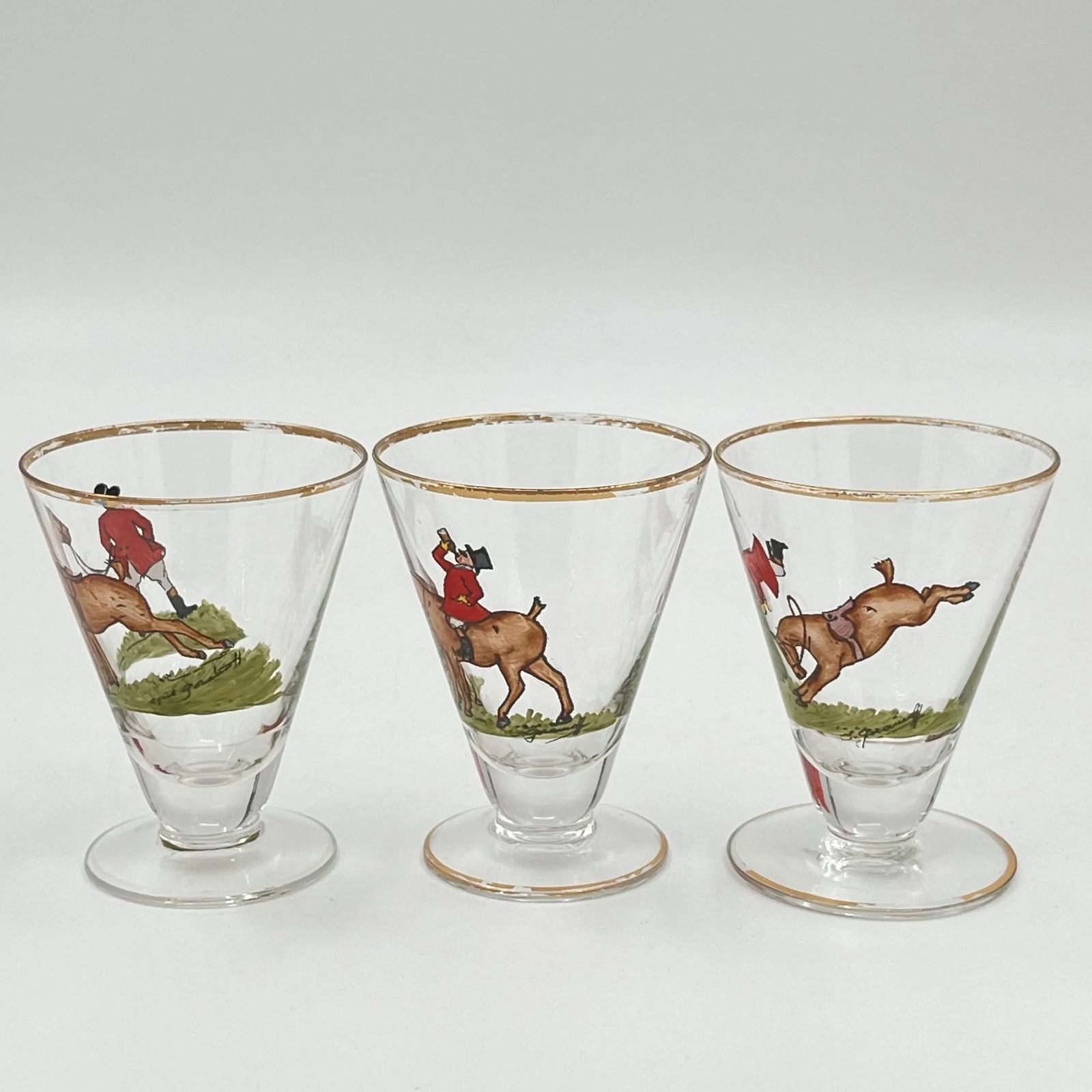 1930s Cyril Gorainoff X Abercrombie & Fitch Hand-Painted and Signed Fox-Hunt Scene Footed Liqueur, C - 7