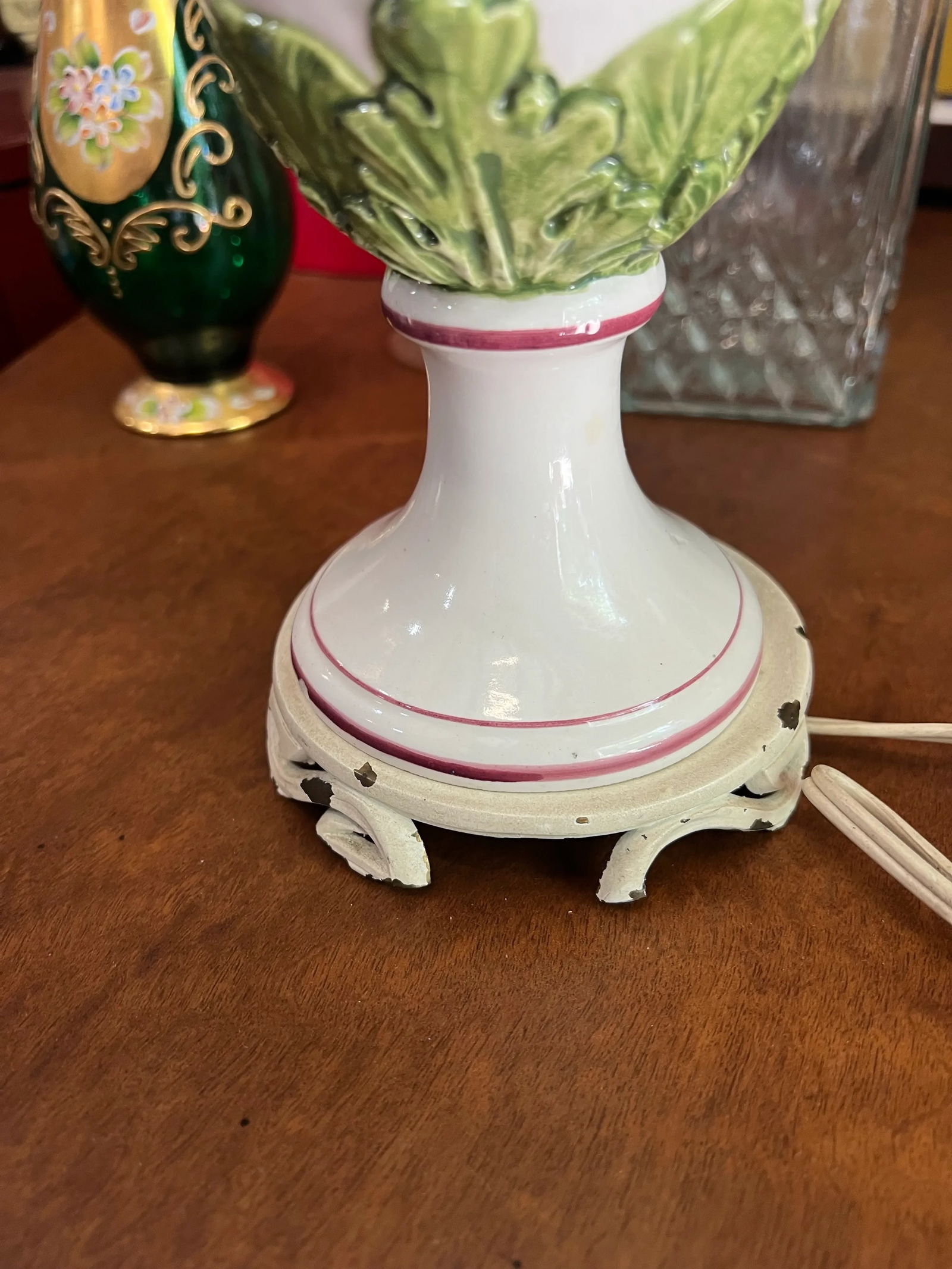 1970s Trellis Ivy Design Floral Lamp - 5