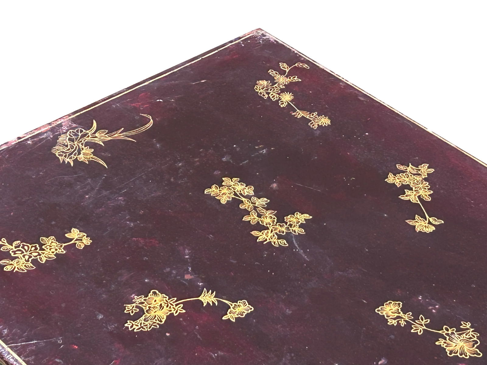 Vintage Distressed Brown Lacquer Flower Birds Oriental Wood Trunk Table - 12