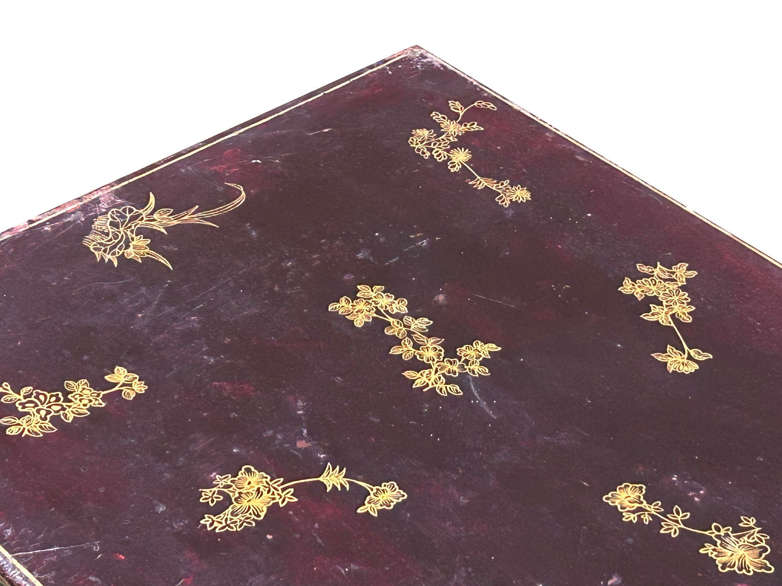 Vintage Distressed Brown Lacquer Flower Birds Oriental Wood Trunk Table - 7