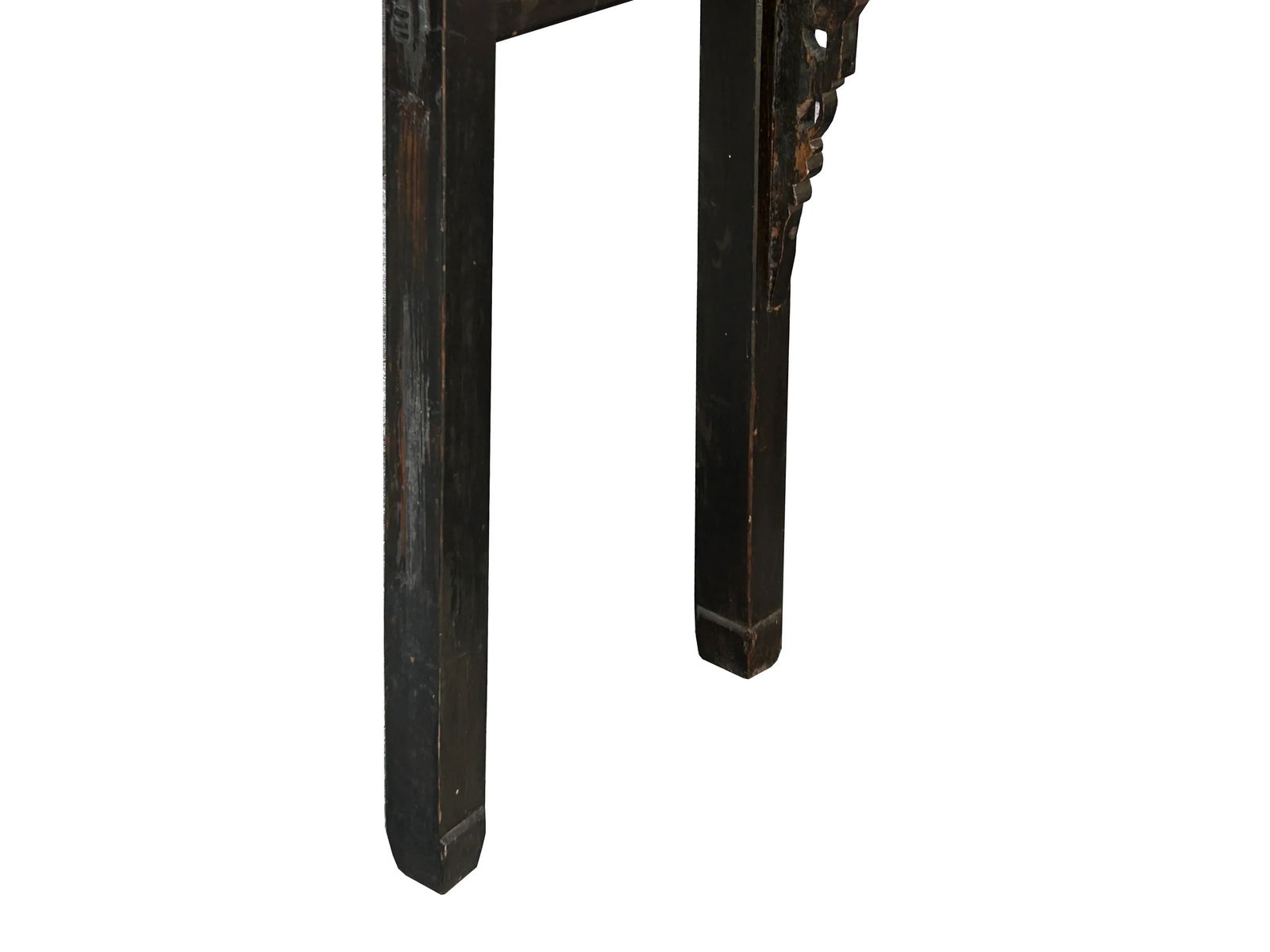 Chinese Vintage Black Golden Carving Motif Tall Altar Console Table - 10