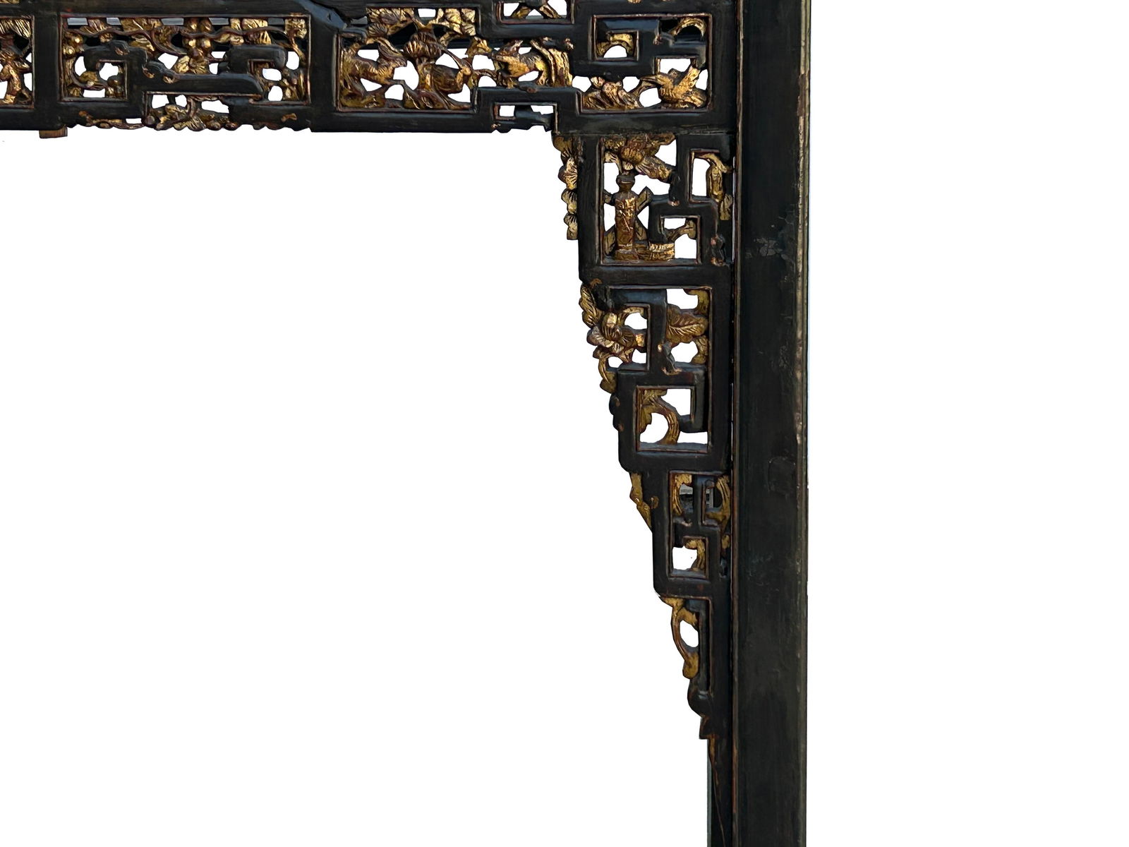 Chinese Vintage Black Golden Carving Motif Tall Altar Console Table - 8