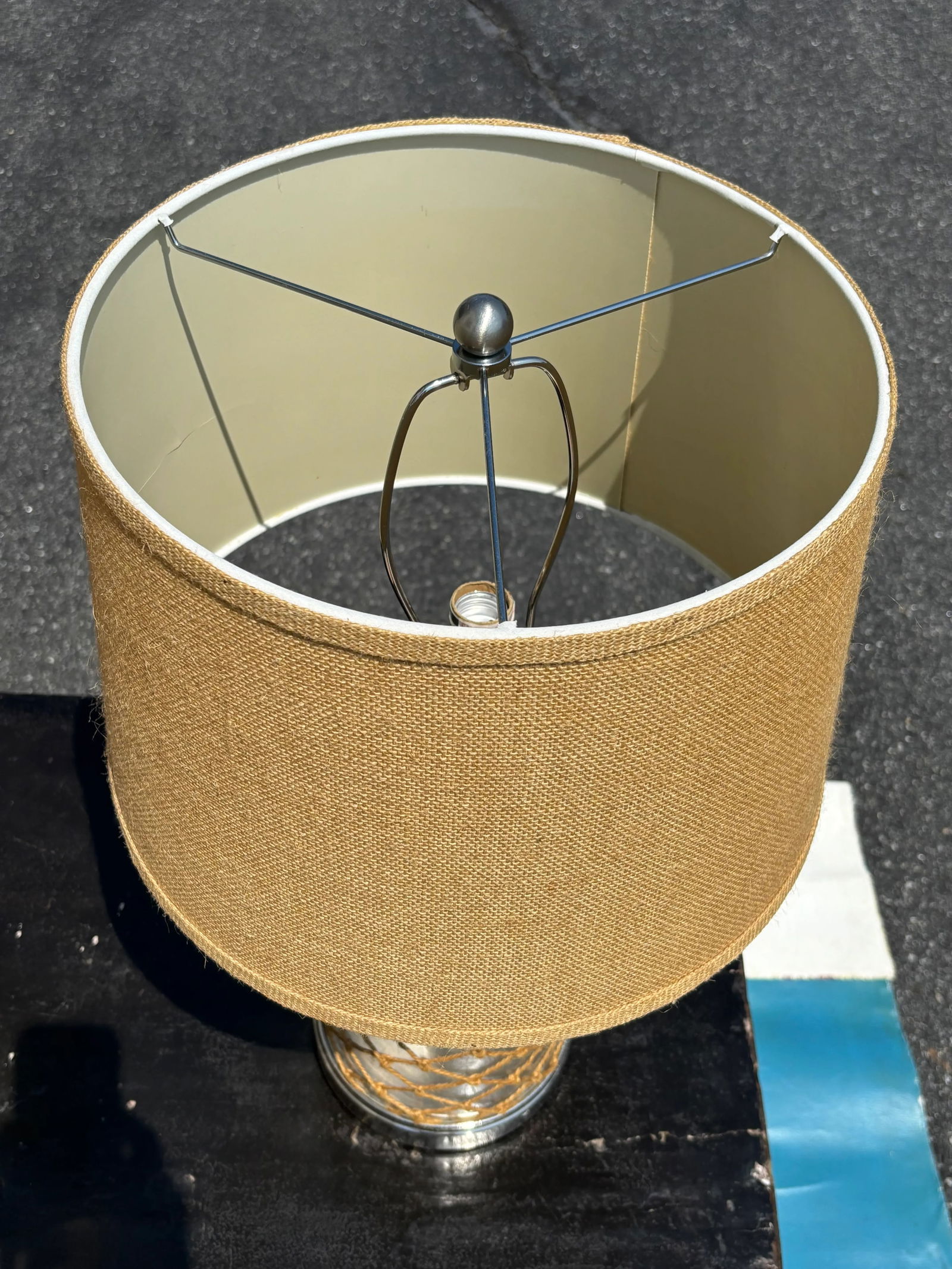 Mid-Century Pair of Nautical Inspired Table Lamps With Linen/Jute Shades and Details - 5