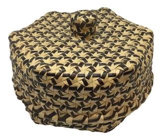 Vintage Covered Lidded Basket Box Circa 1890s
